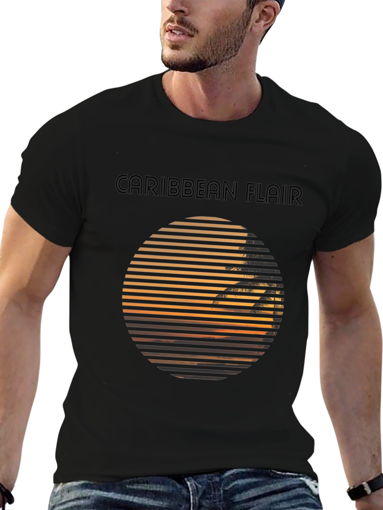Caribbean Flair Graphic Black T-Shirt