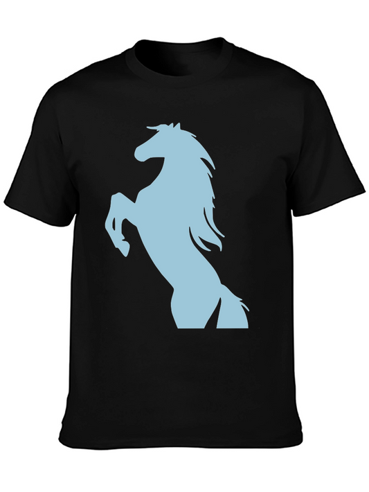 Black Tee with Light Blue Horse Graphic