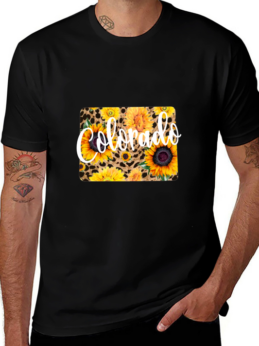 Colorado Sunflower Leopard Print T-Shirt