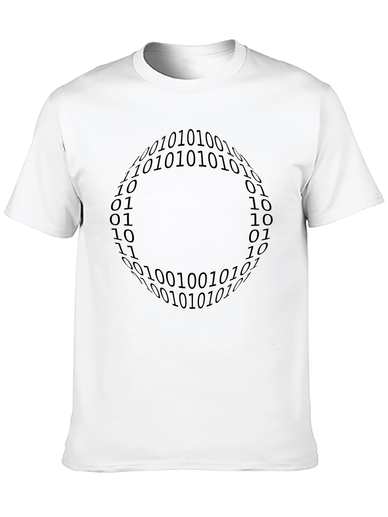 Binary Code Pattern Black T-Shirt