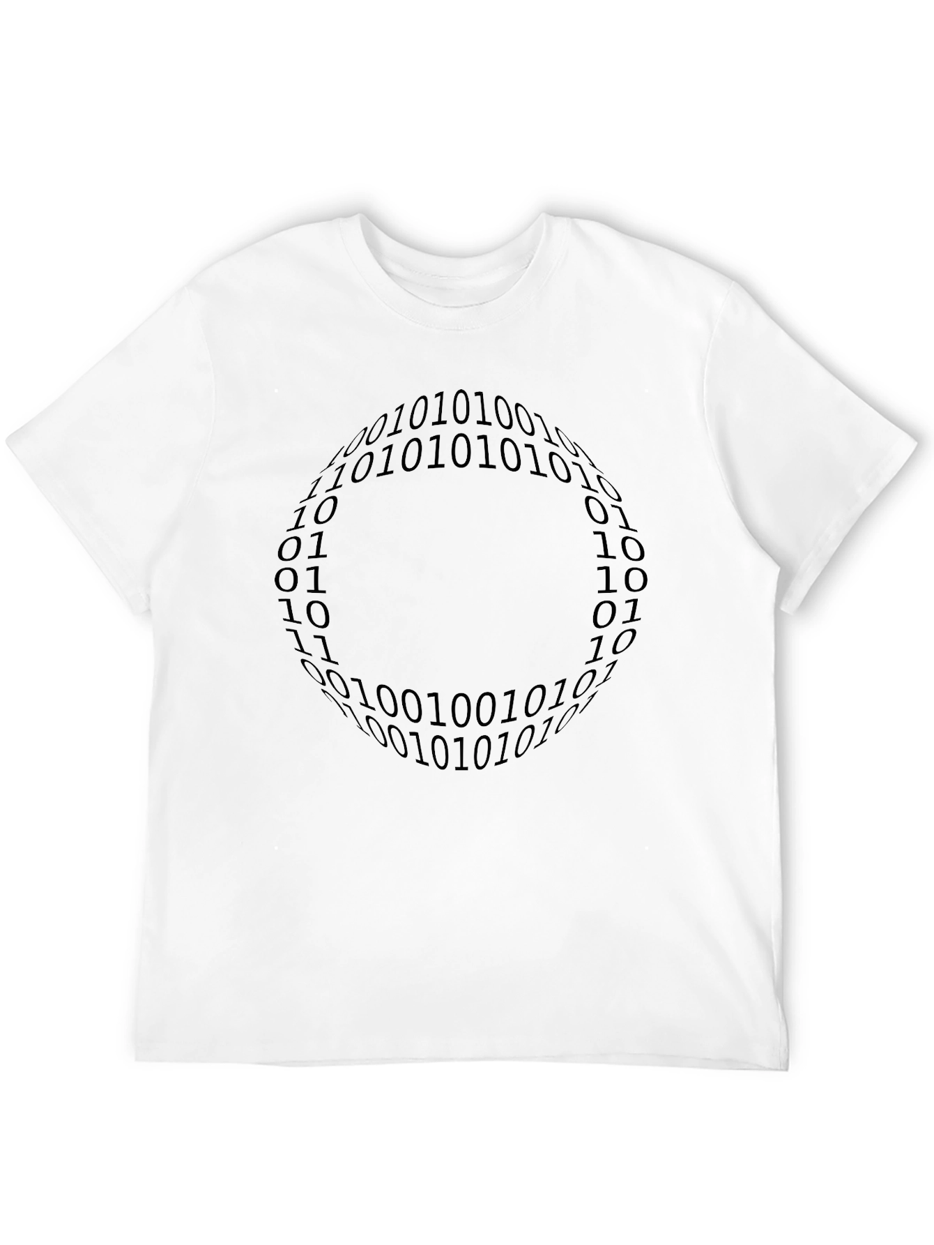 Binary Code Pattern Black T-Shirt