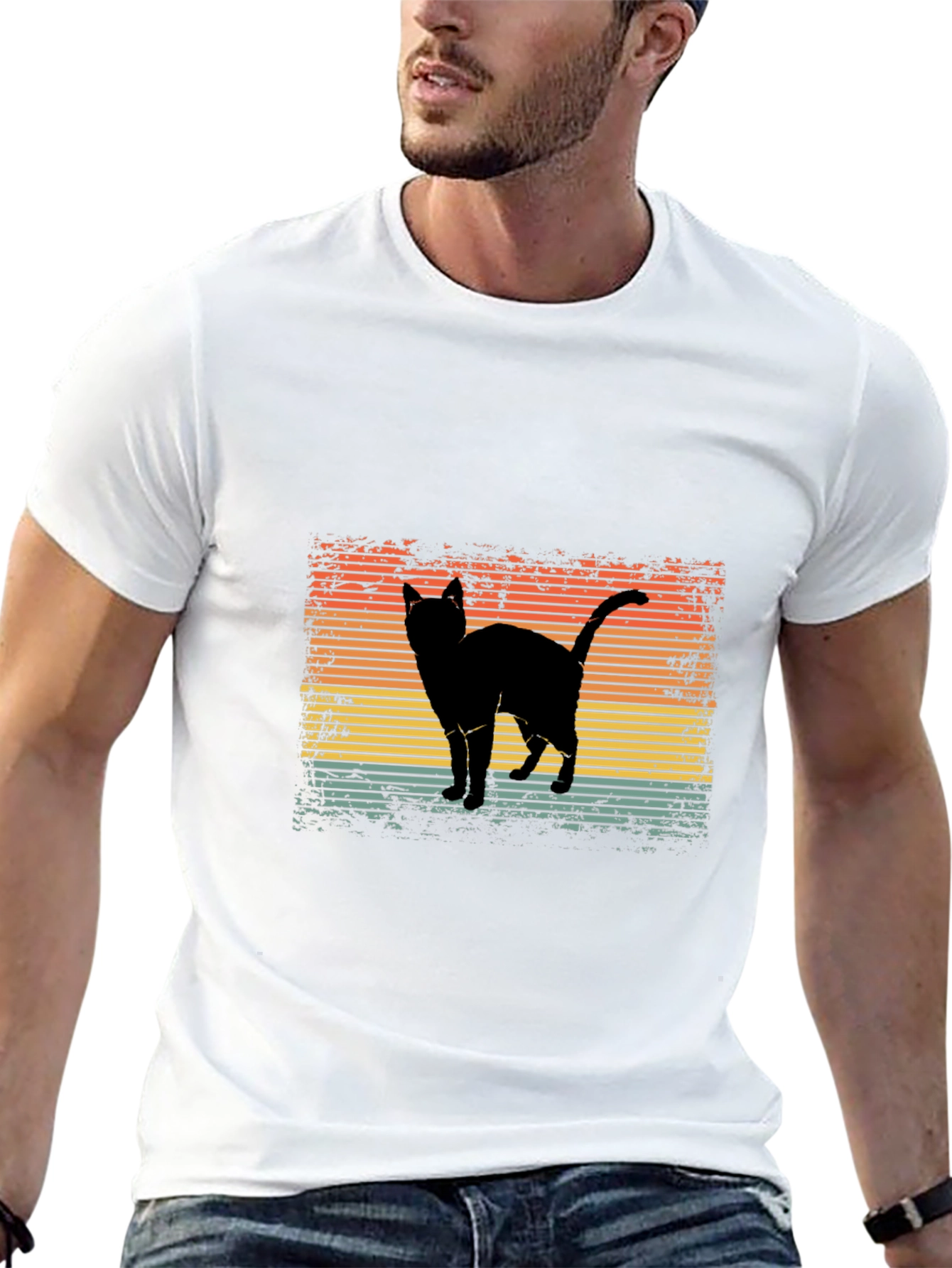 Retro Cat Silhouette Graphic Tee
