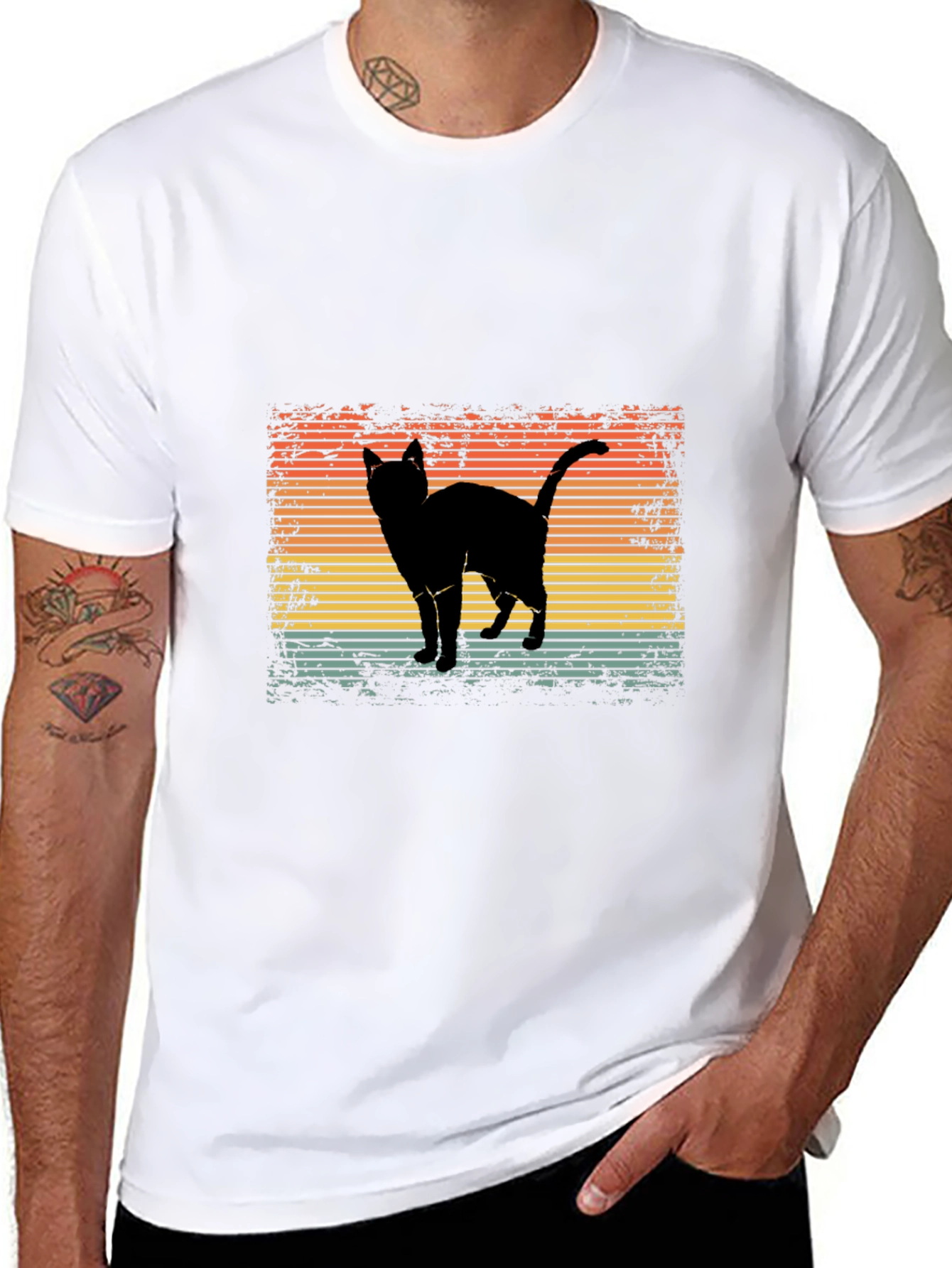 Retro Cat Silhouette Graphic Tee
