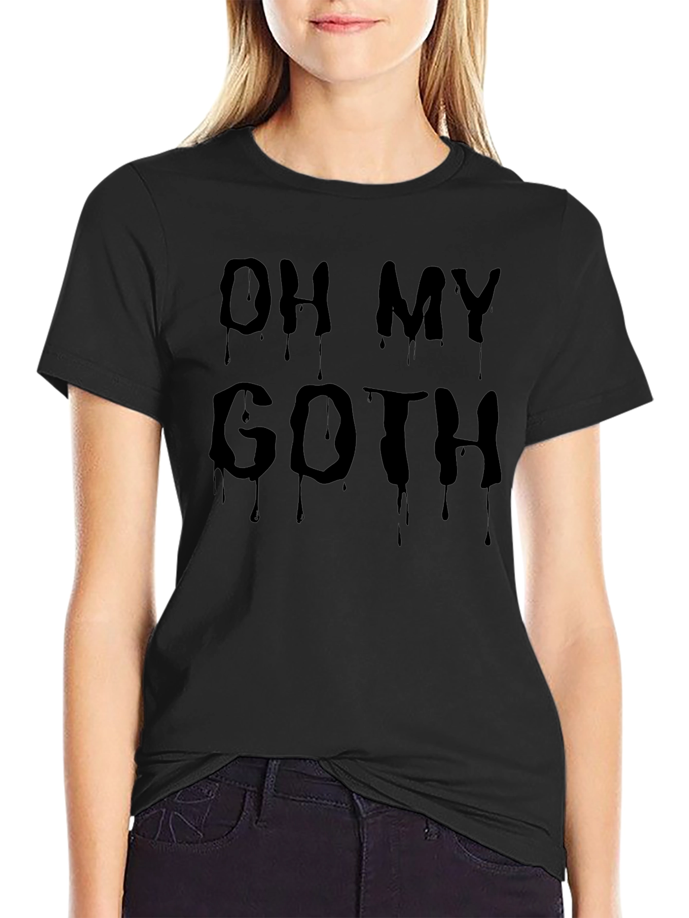 Oh My Goth Black Dripping Text T-Shirt