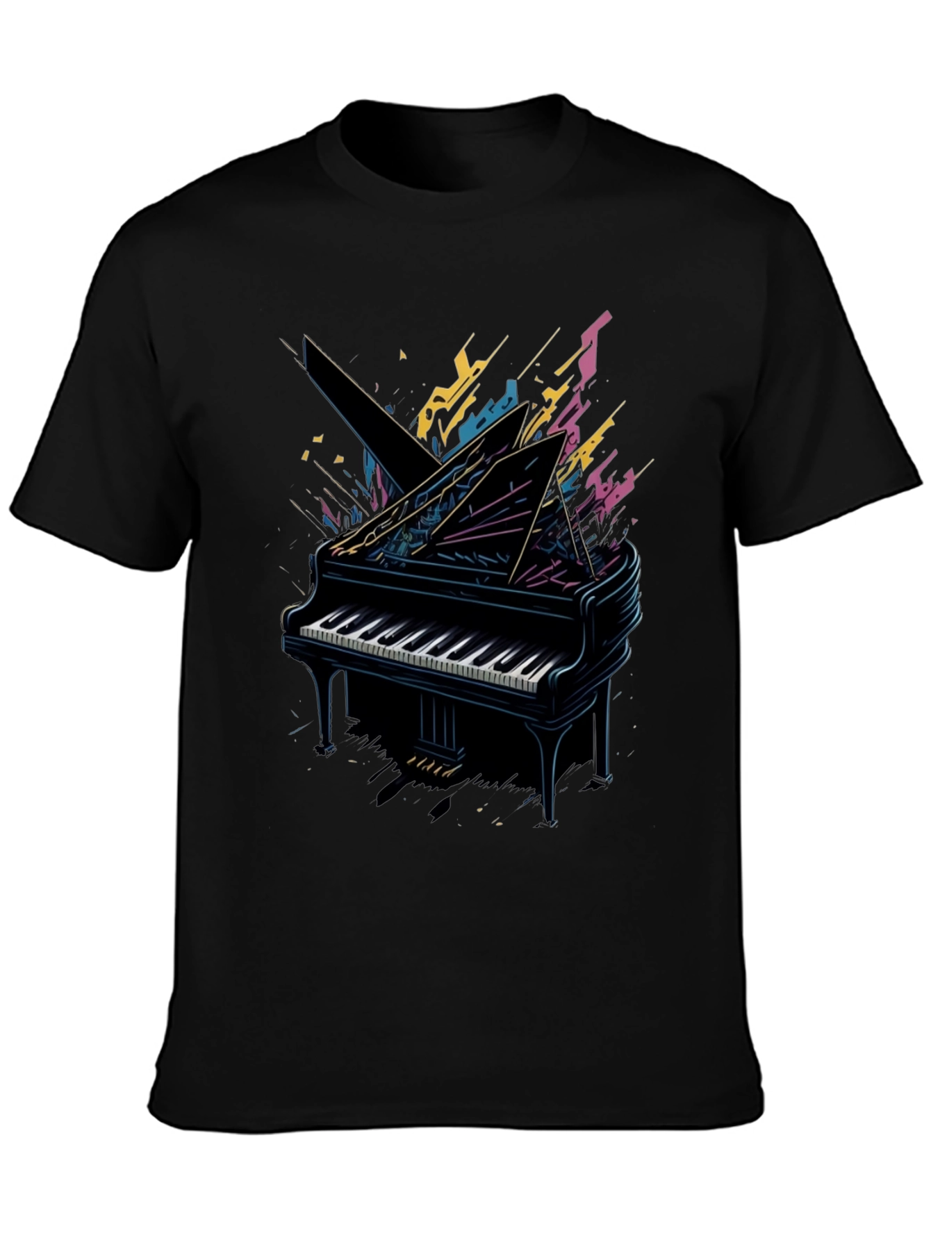 Abstract Piano Graphic Tee - Musician Style