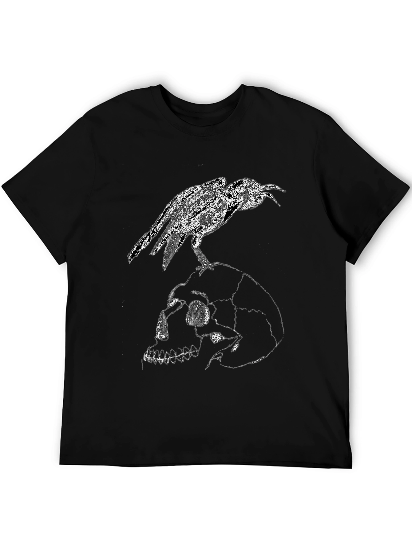 Raven Skull Graphic Tee - Gothic Menswear