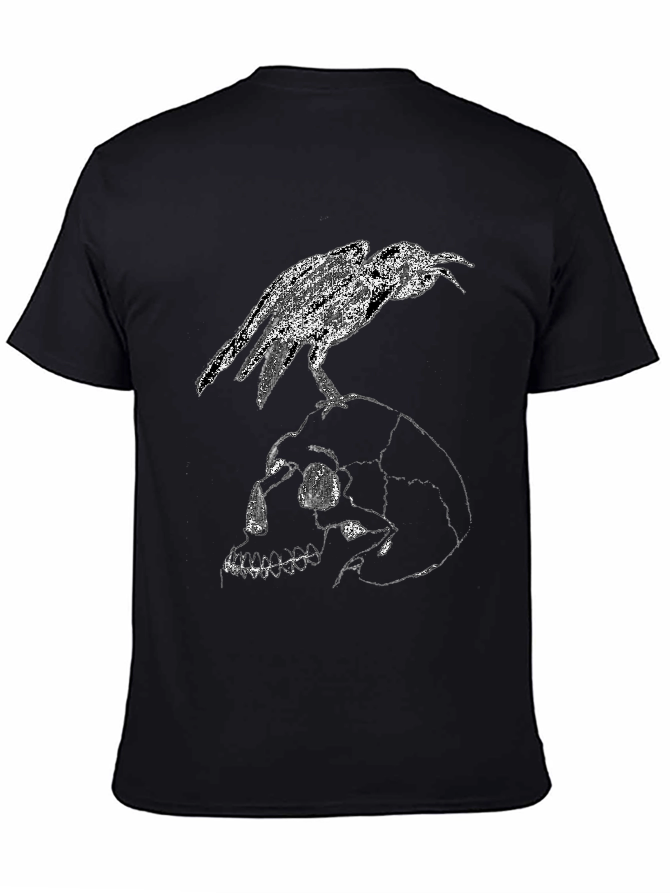 Raven Skull Graphic Tee - Gothic Menswear