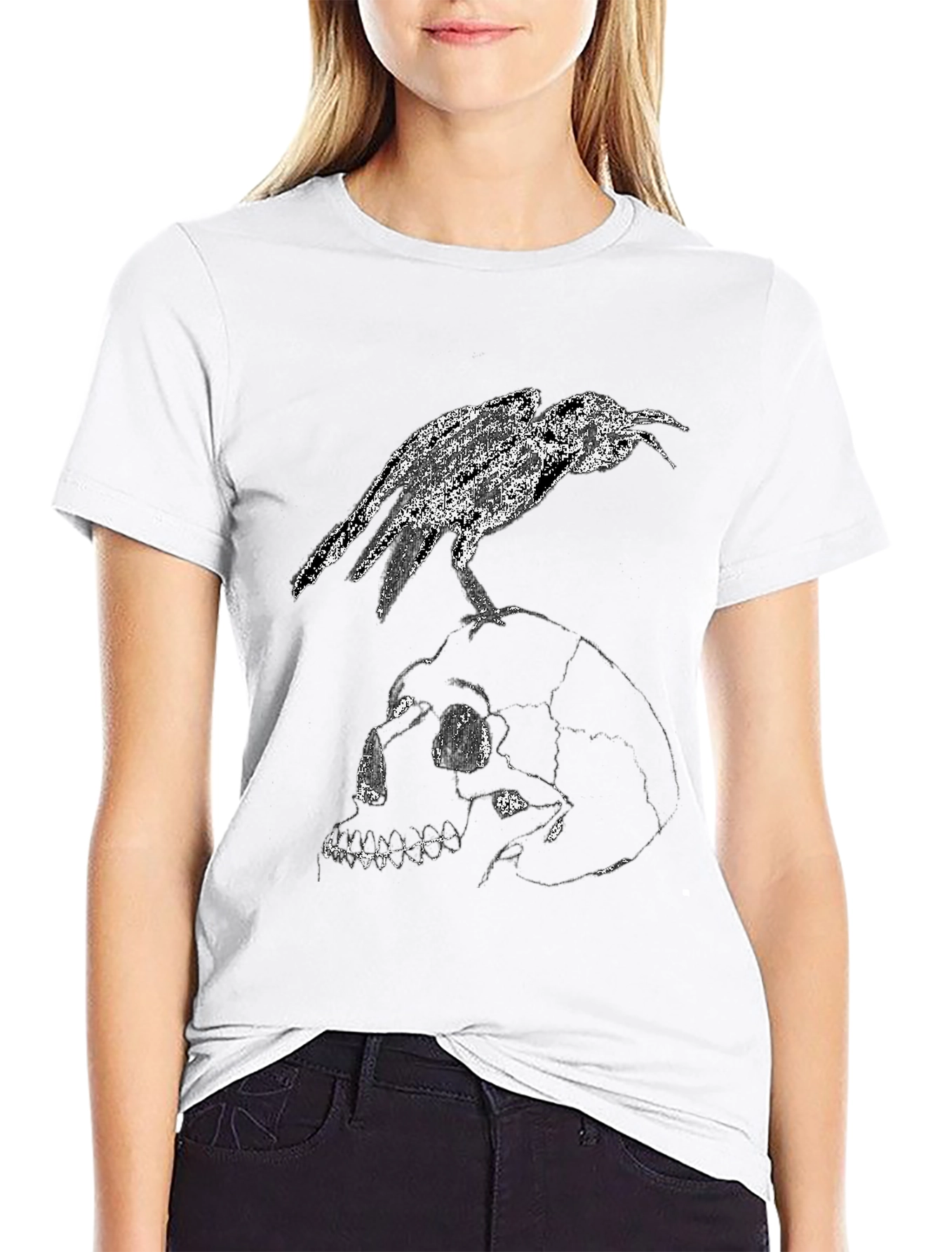 Raven Skull Graphic Tee - Gothic Menswear