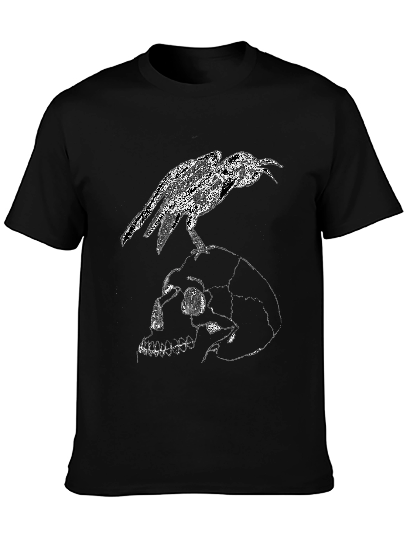 Raven Skull Graphic Tee - Gothic Menswear