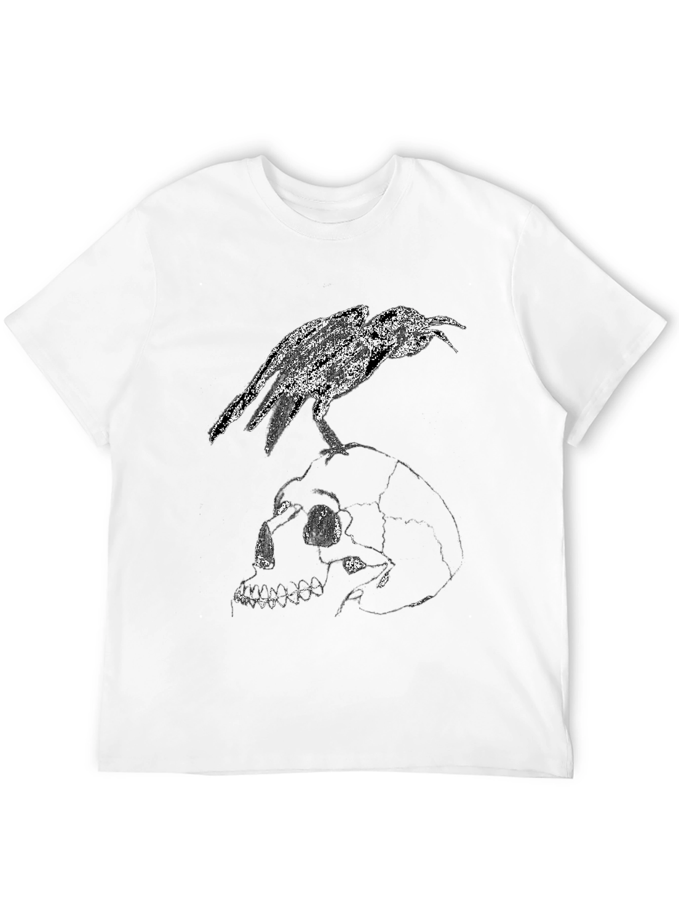 Raven Skull Graphic Tee - Gothic Menswear