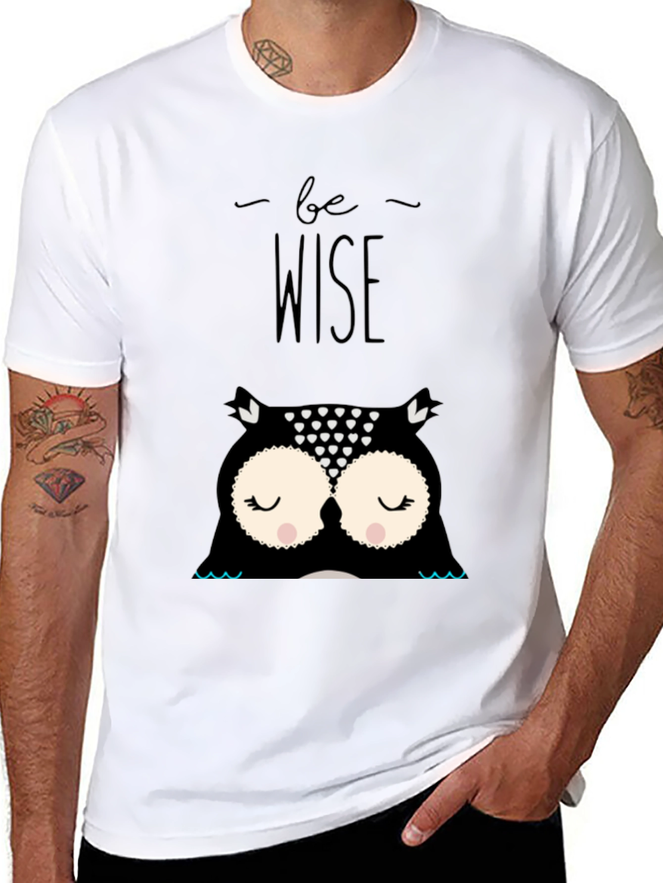 Be Wise Owl Graphic Tee - Black