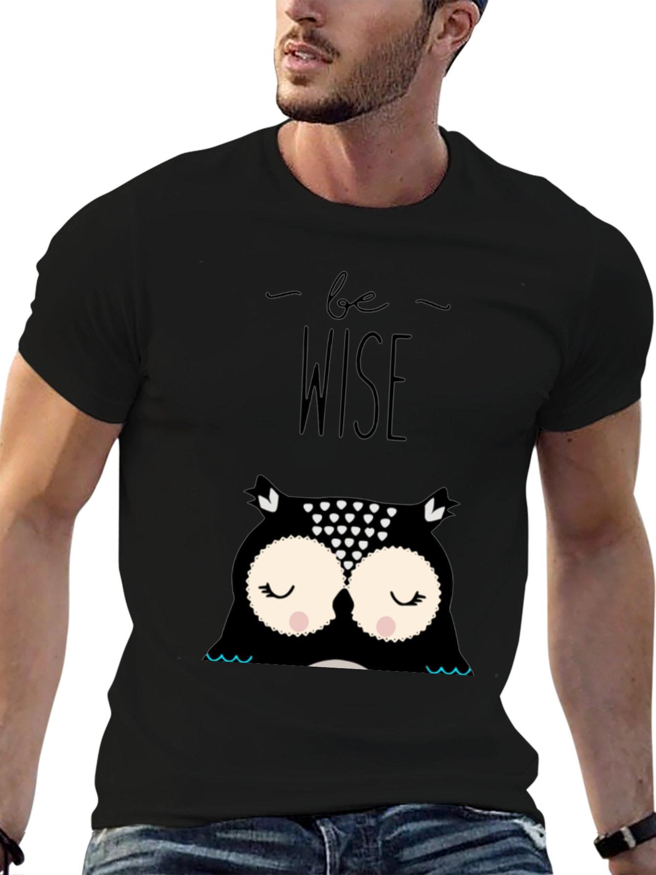 Be Wise Owl Graphic Tee - Black