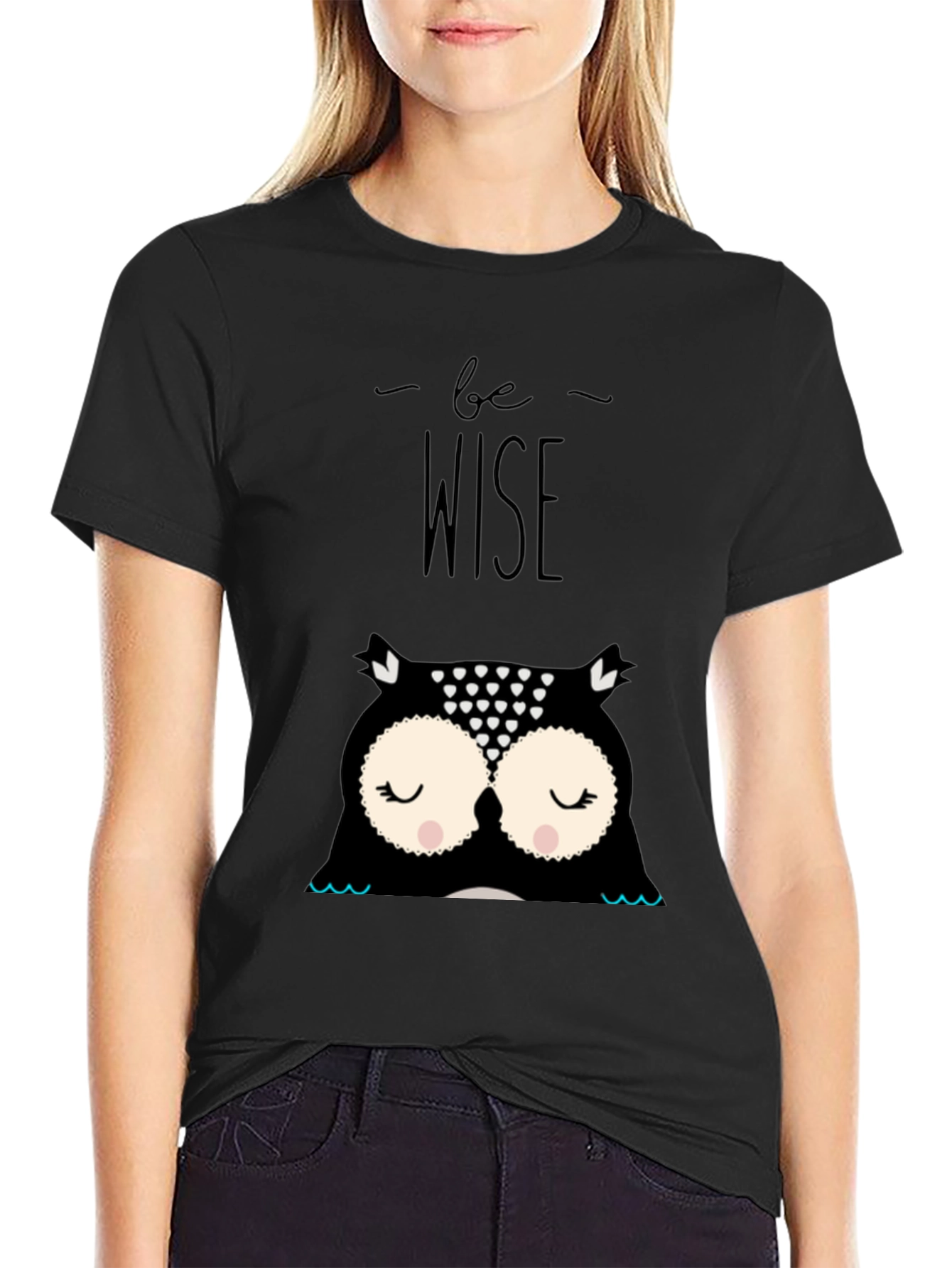 Be Wise Owl Graphic Tee - Black