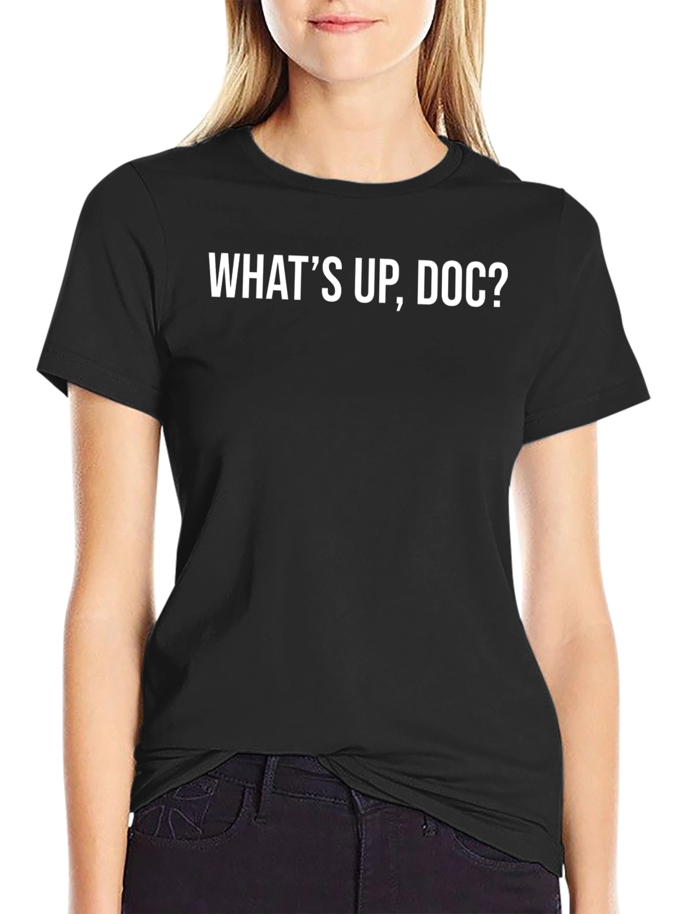 Whats Up Doc? Black Cotton T-Shirt
