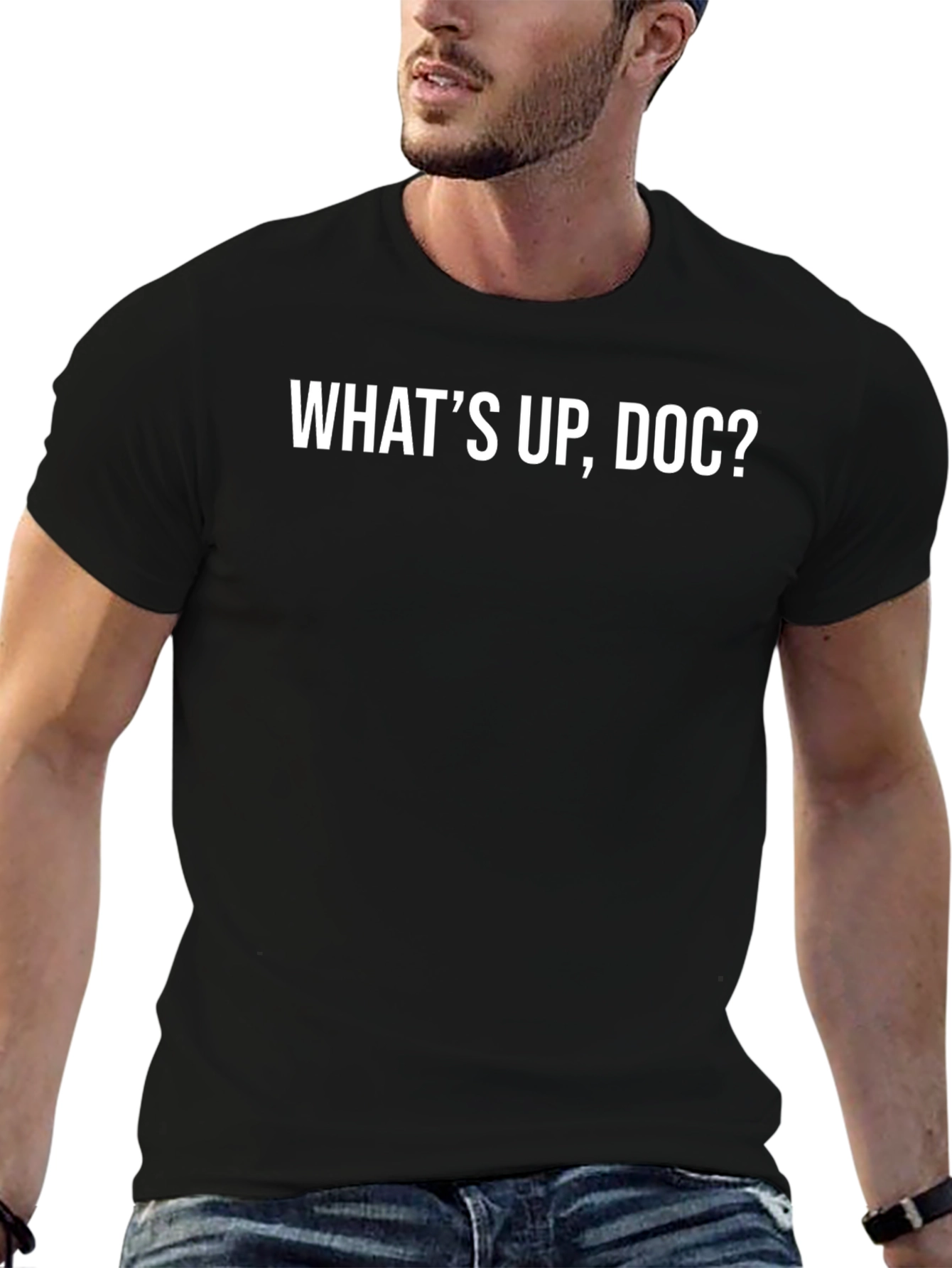 Whats Up Doc? Black Cotton T-Shirt