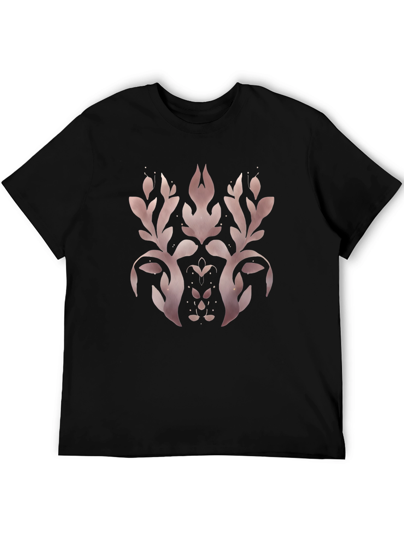 Elegant Black T-Shirt with Rose Gold Floral Design