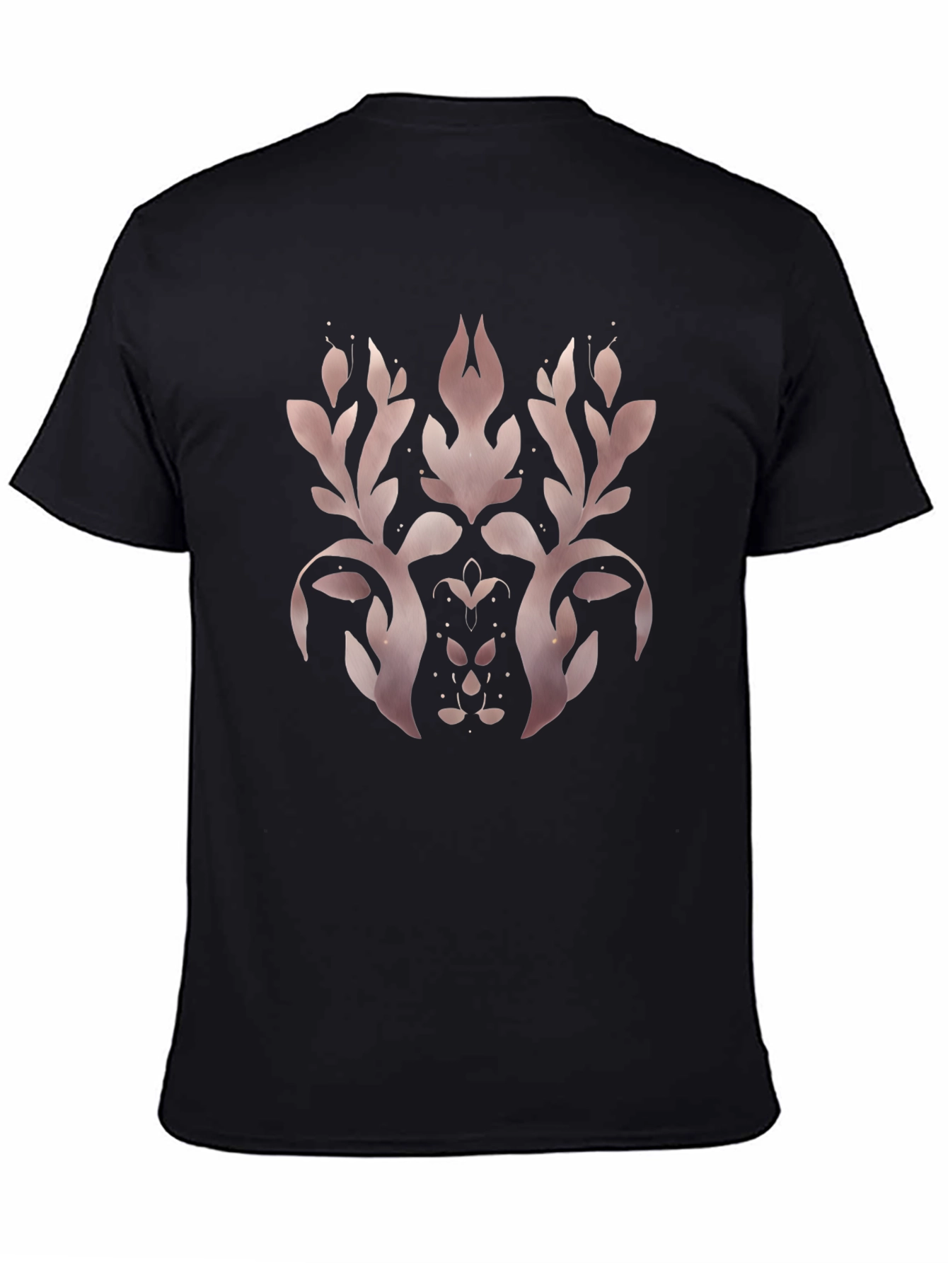 Elegant Black T-Shirt with Rose Gold Floral Design