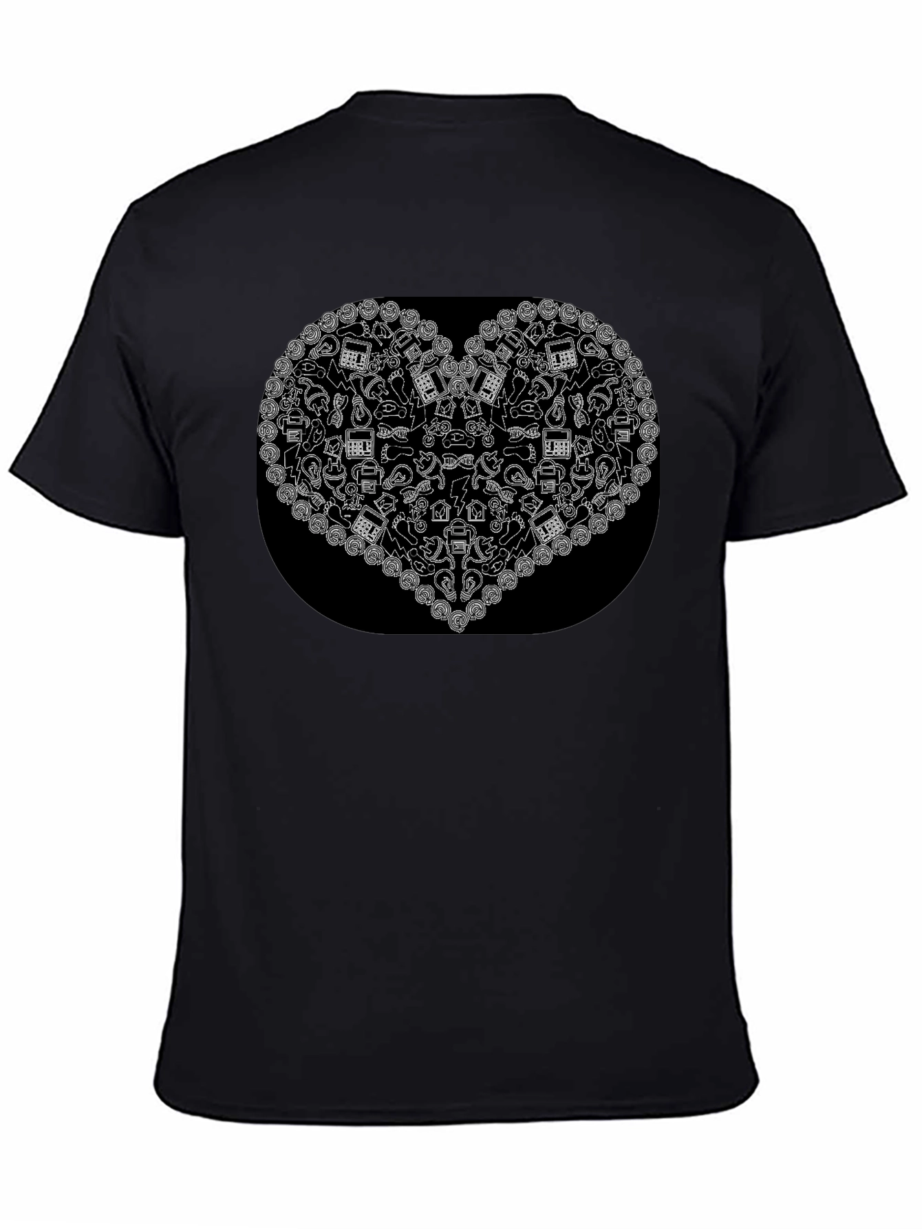 Black T-Shirt with Heart Print