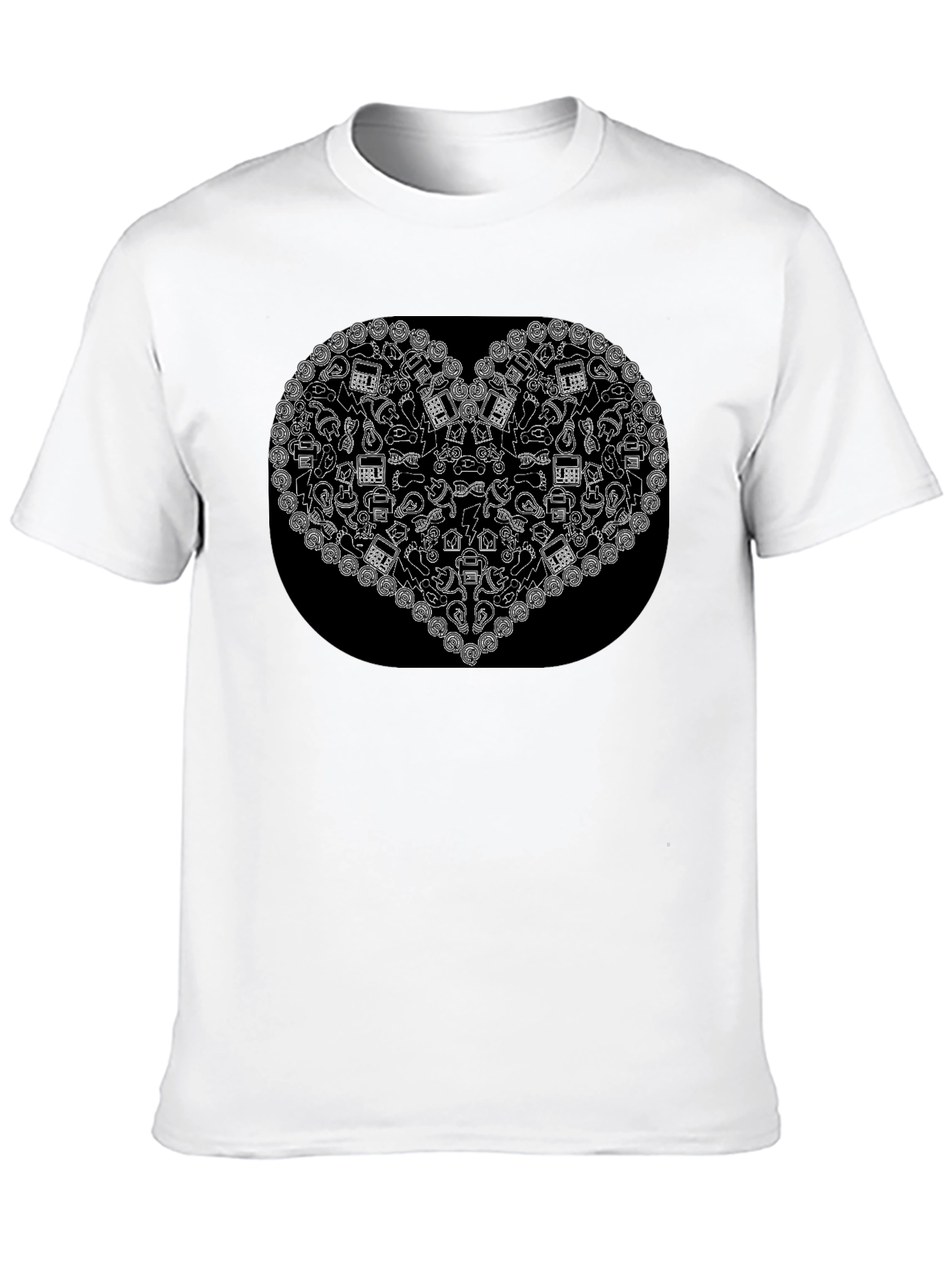 Black T-Shirt with Heart Print