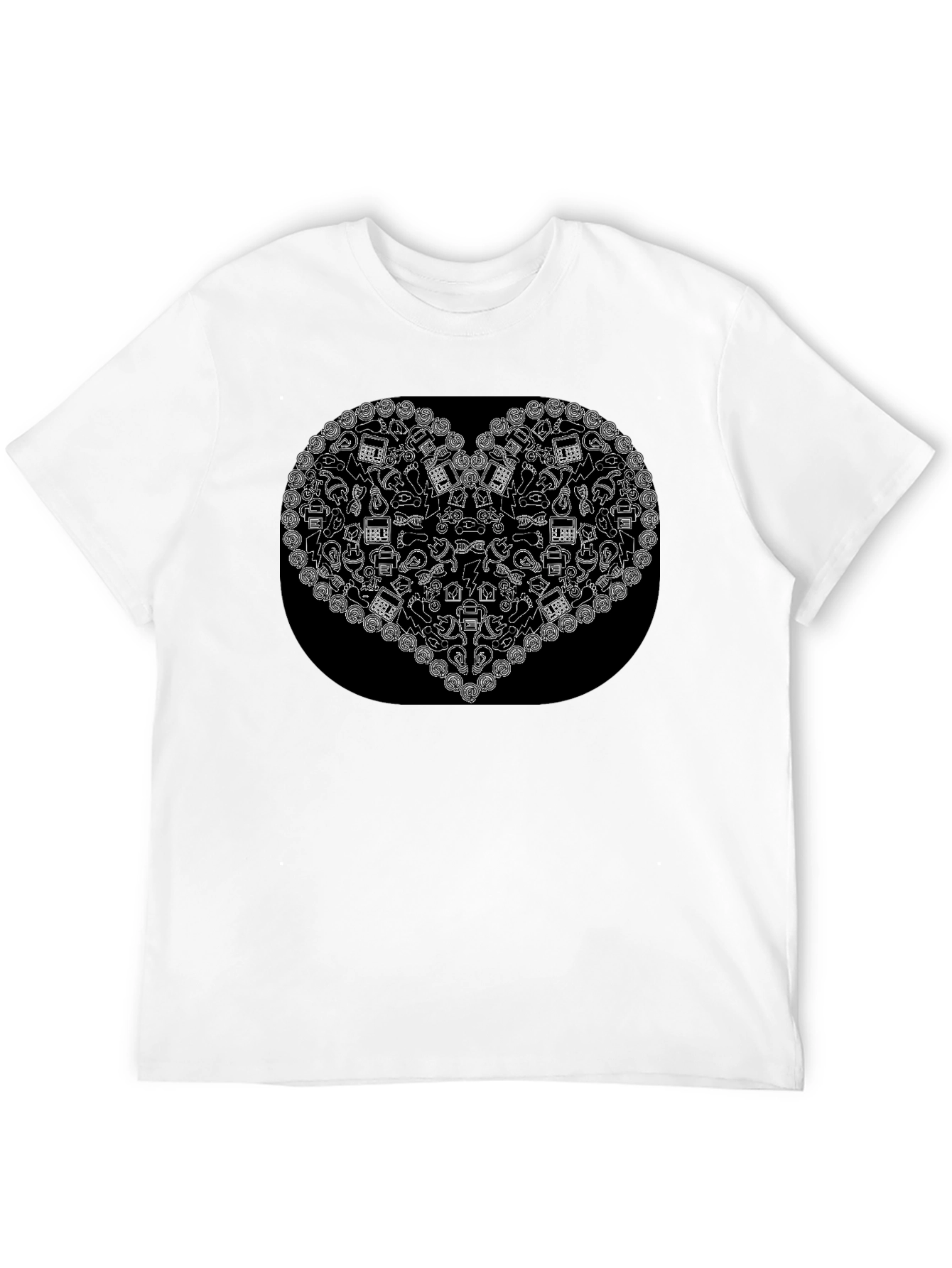 Black T-Shirt with Heart Print