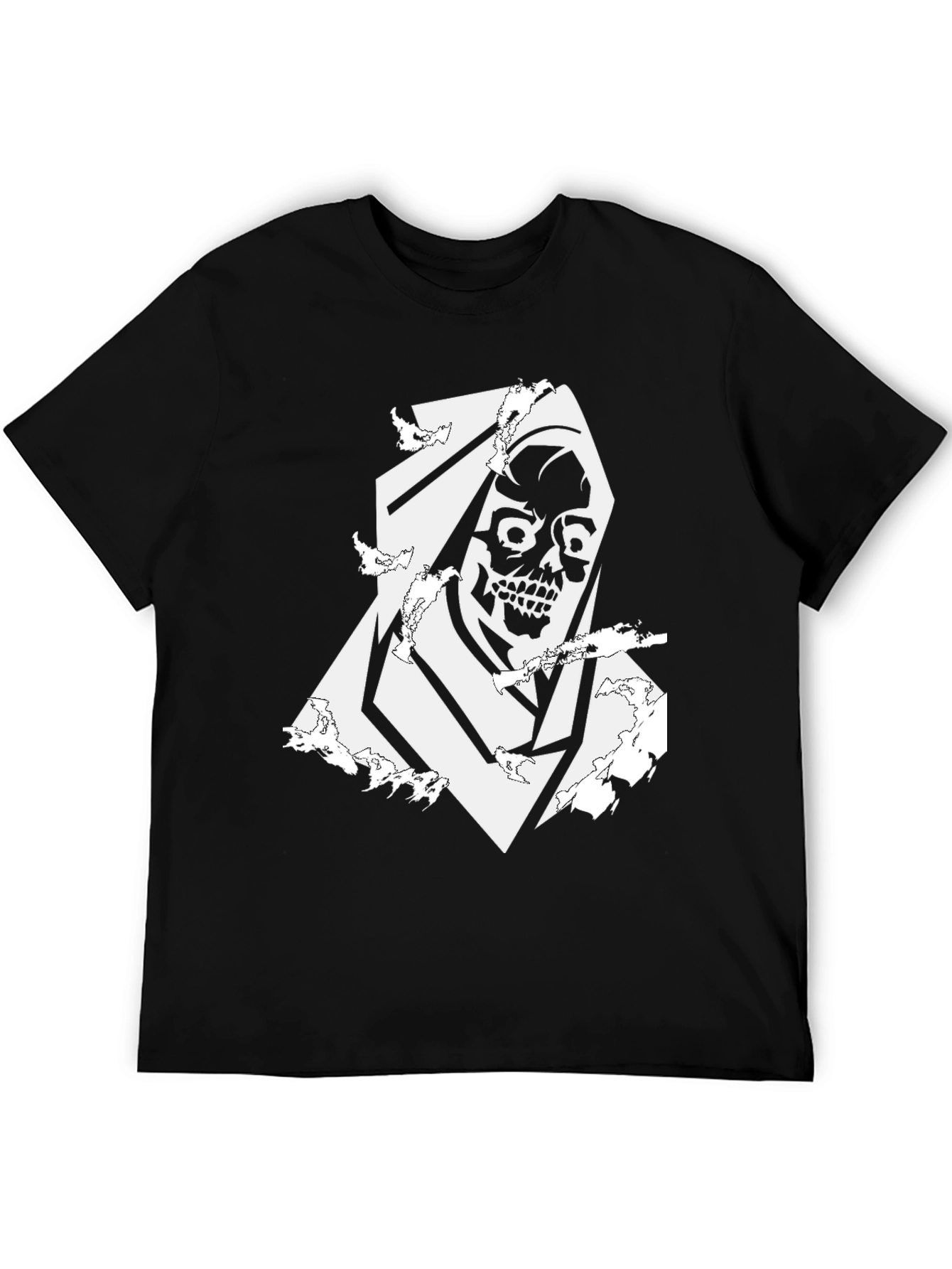 Grim Reaper Skull Graphic Tee - Black