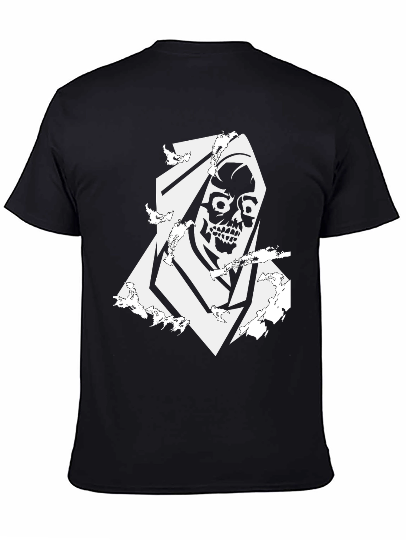 Grim Reaper Skull Graphic Tee - Black