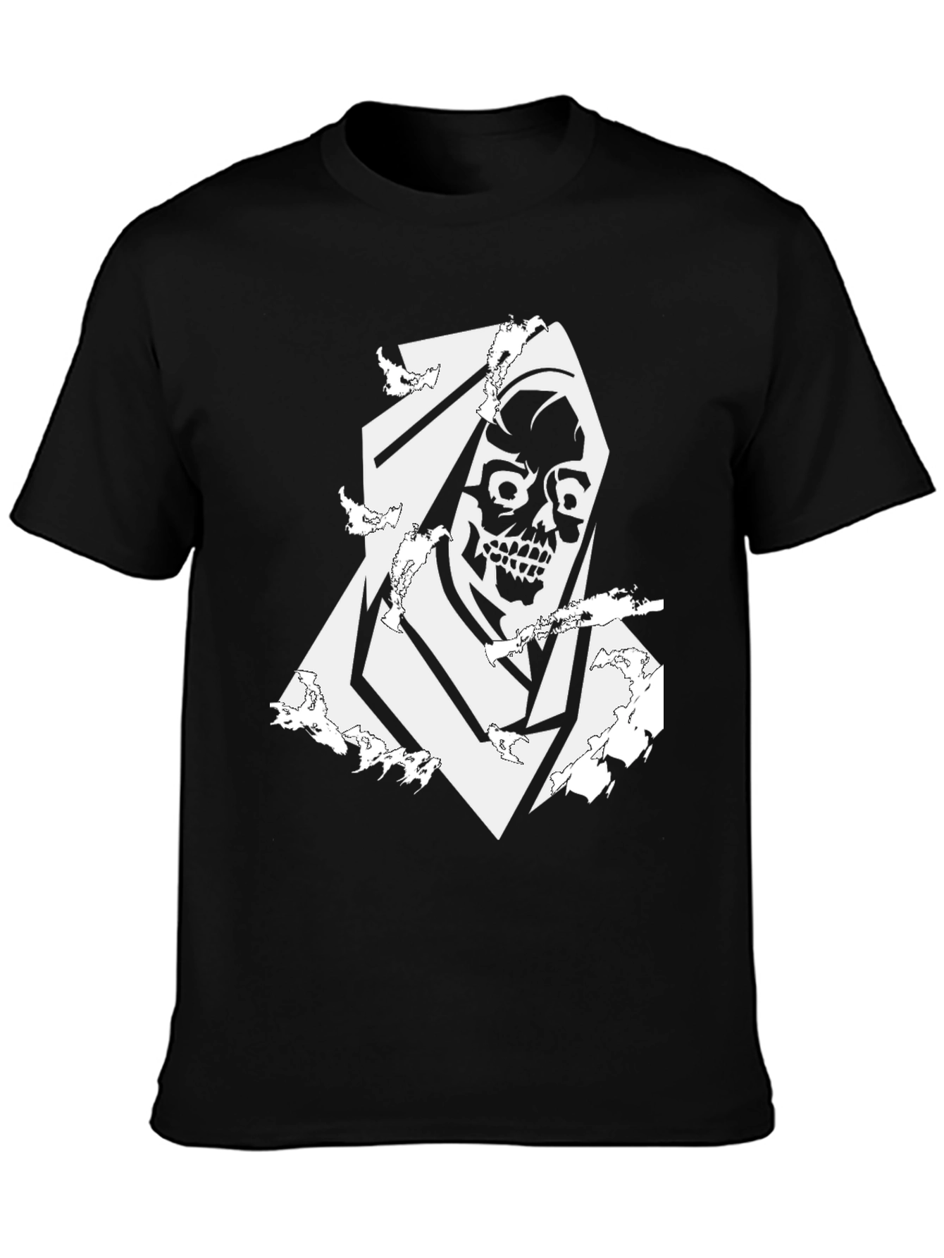 Grim Reaper Skull Graphic Tee - Black