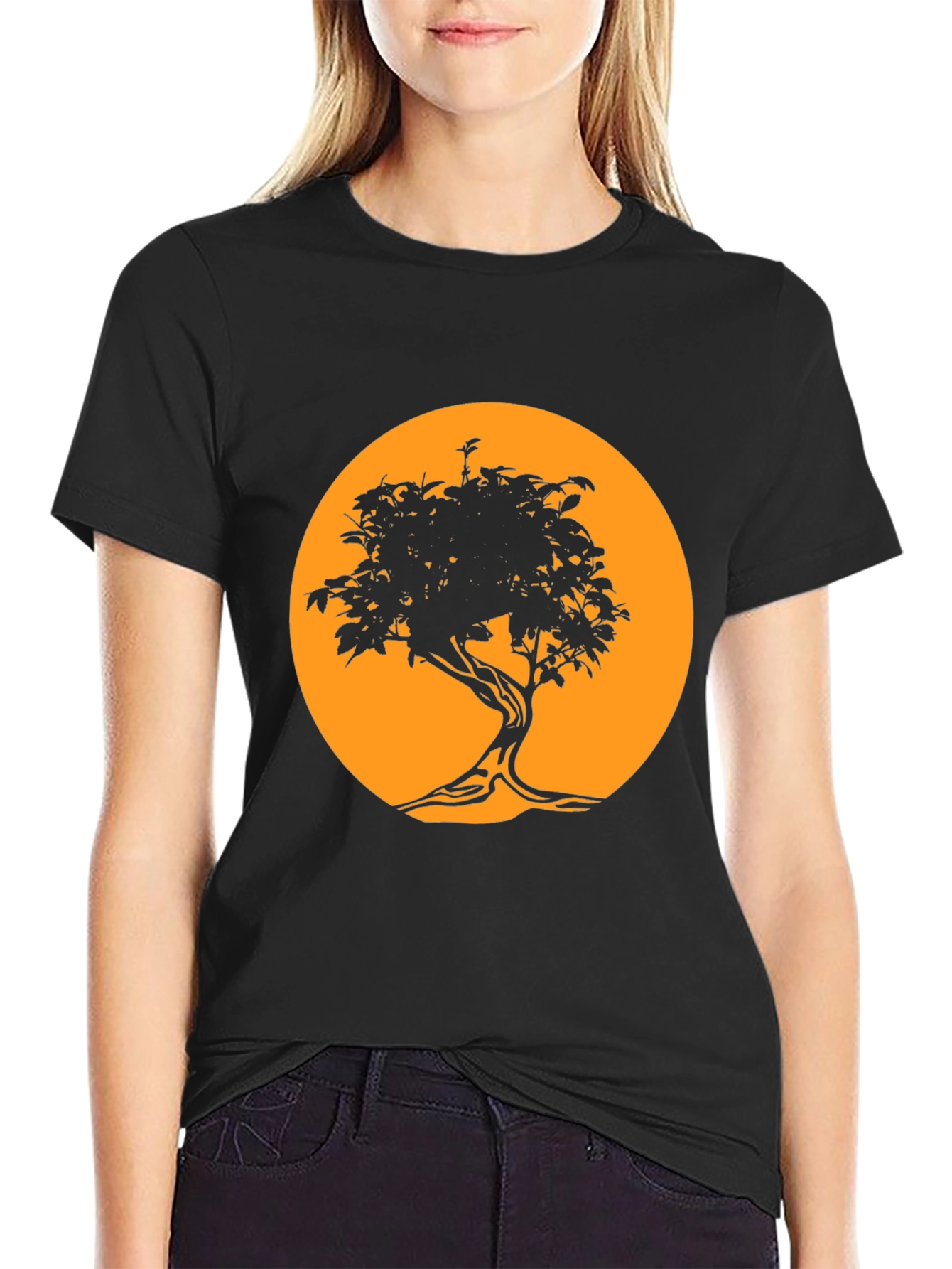 Black Tree Silhouette Tee - Graphic Print