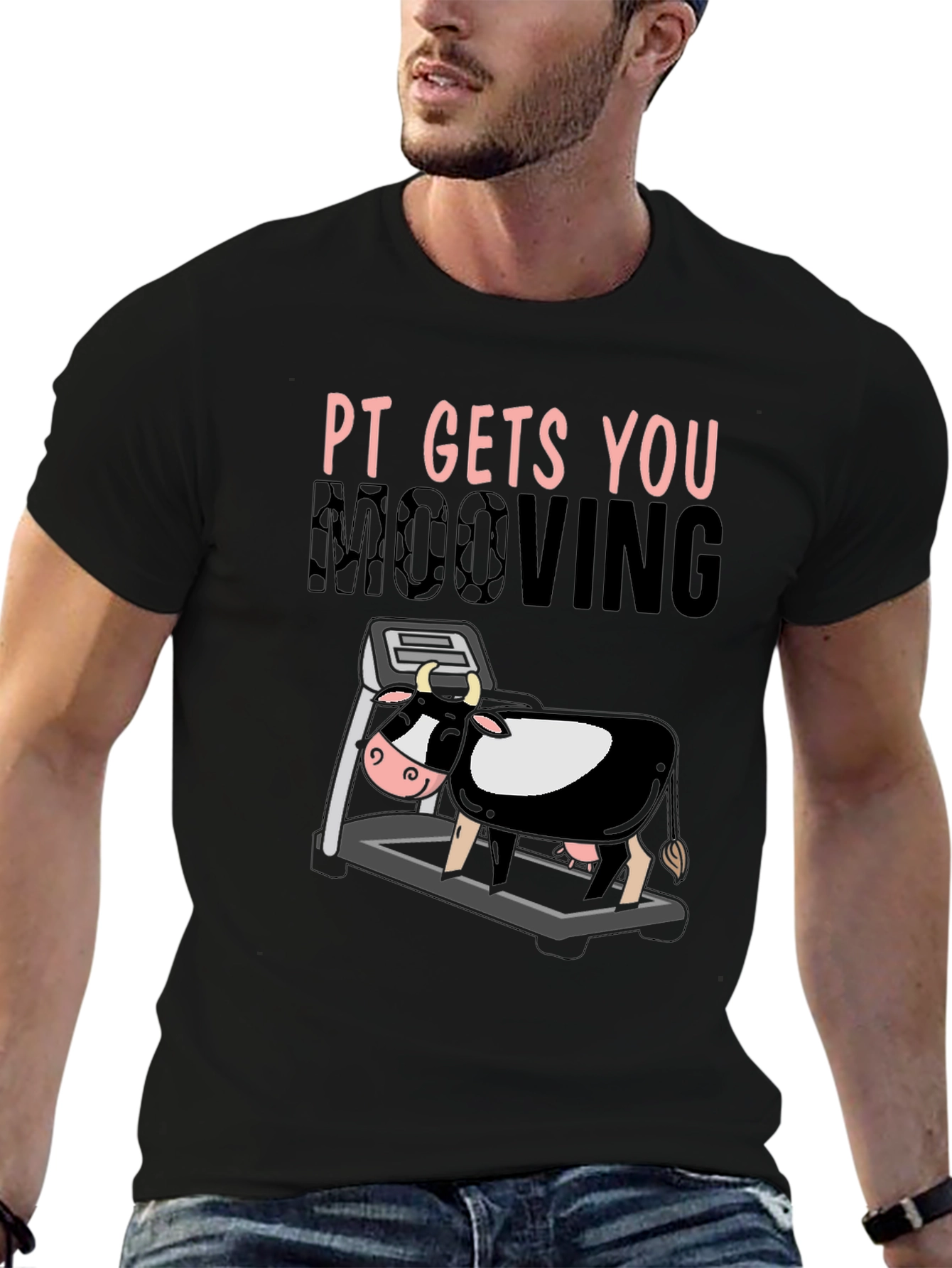 PT Gets You Moooving Black T-Shirt
