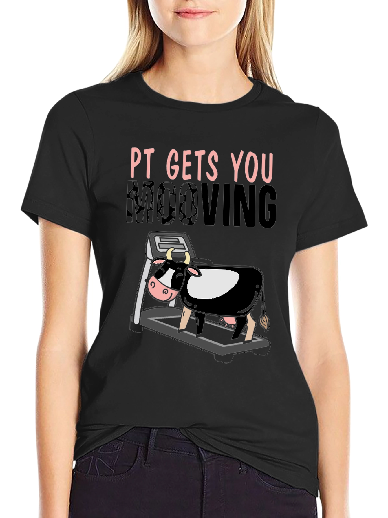 PT Gets You Moooving Black T-Shirt