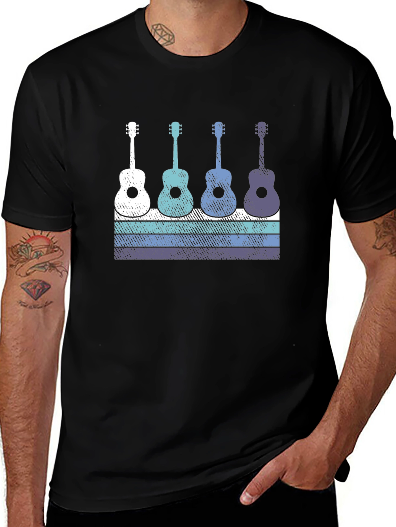 Retro Guitar T-Shirt - Music Lover Tee
