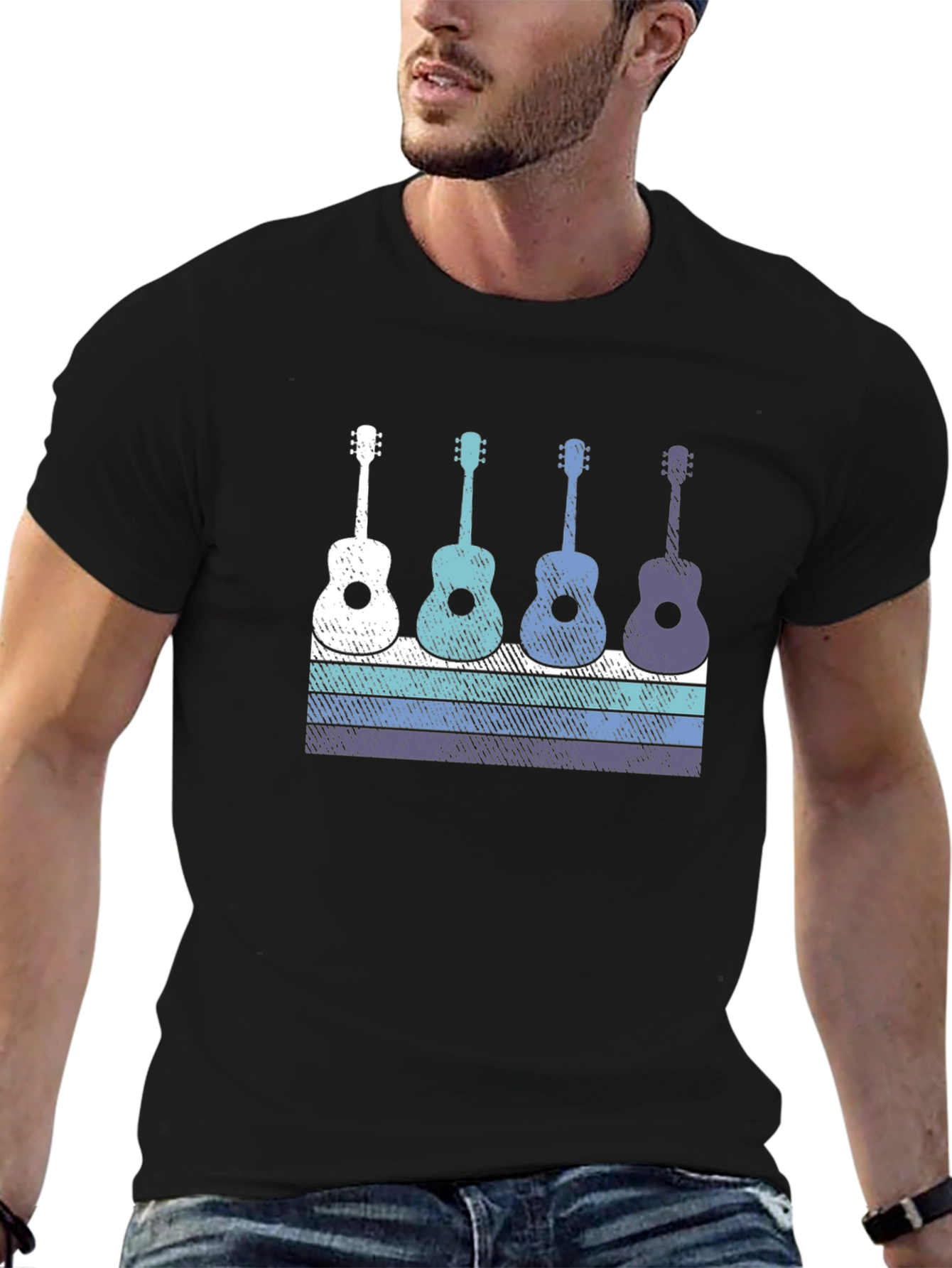 Retro Guitar T-Shirt - Music Lover Tee