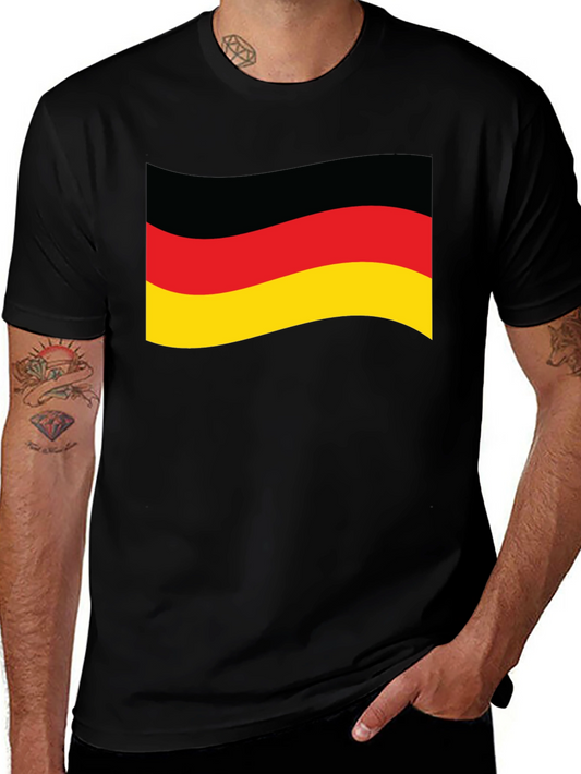 German Flag Graphic Tee - Black Cotton Shirt