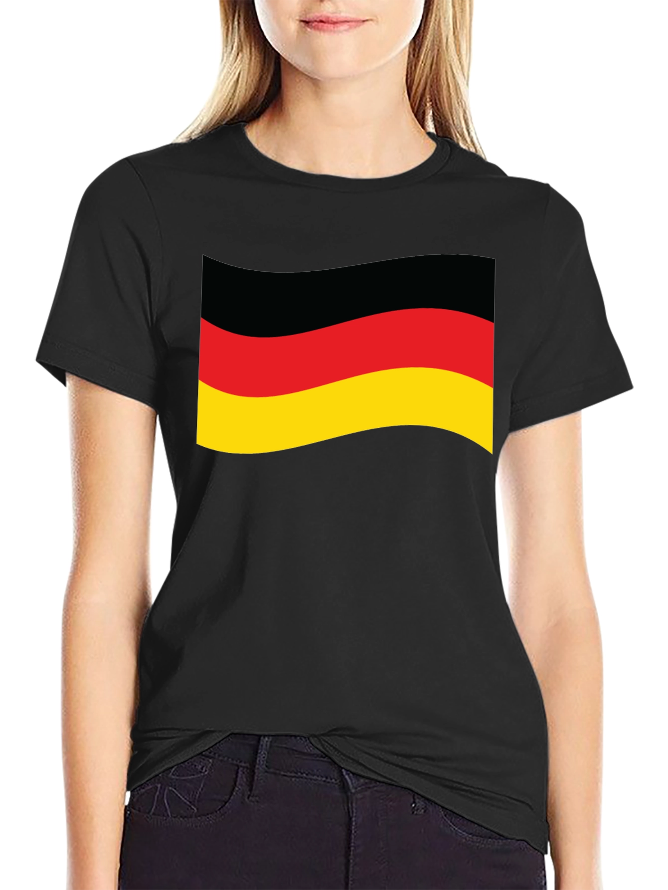 German Flag Graphic Tee - Black Cotton Shirt