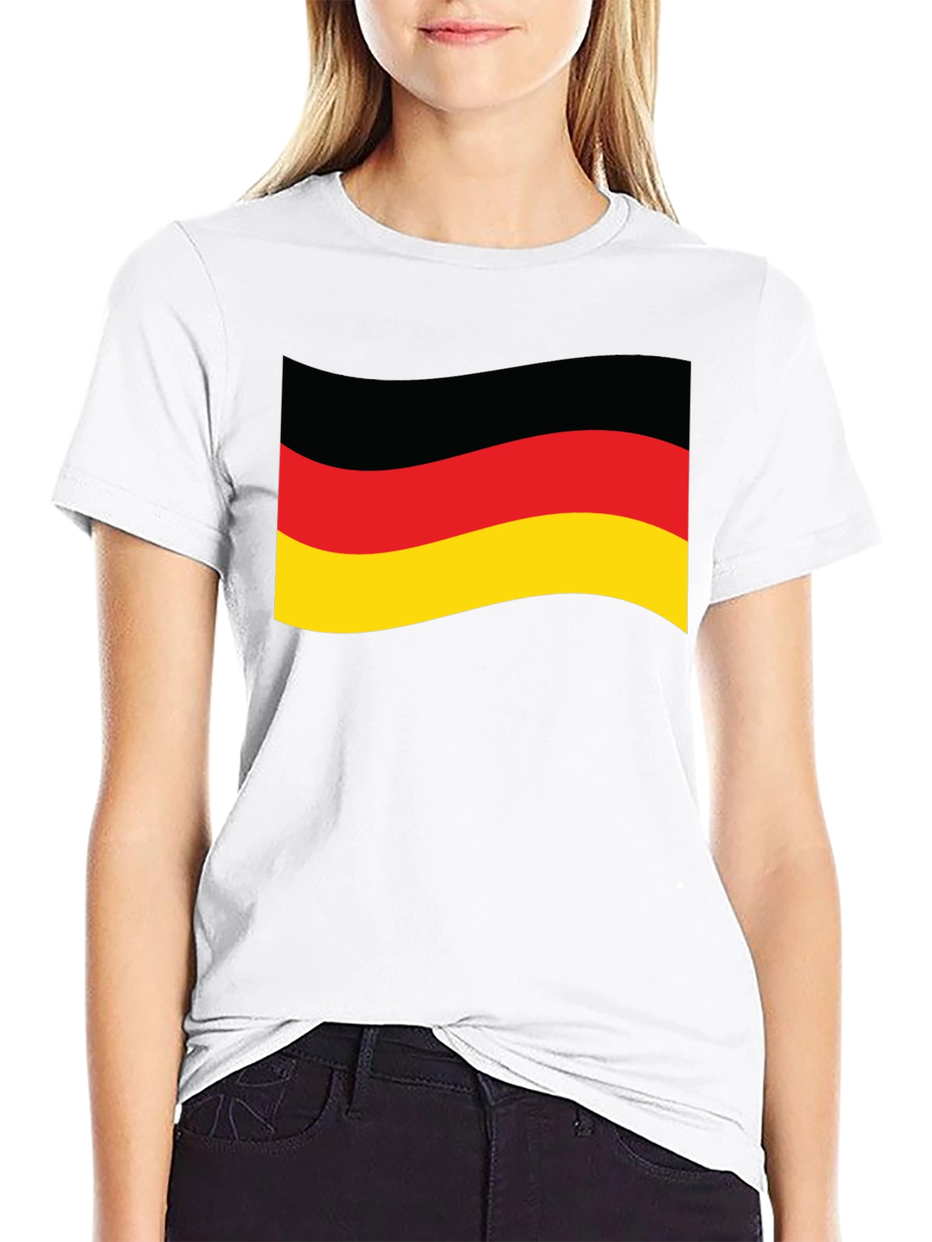 German Flag Graphic Tee - Black Cotton Shirt