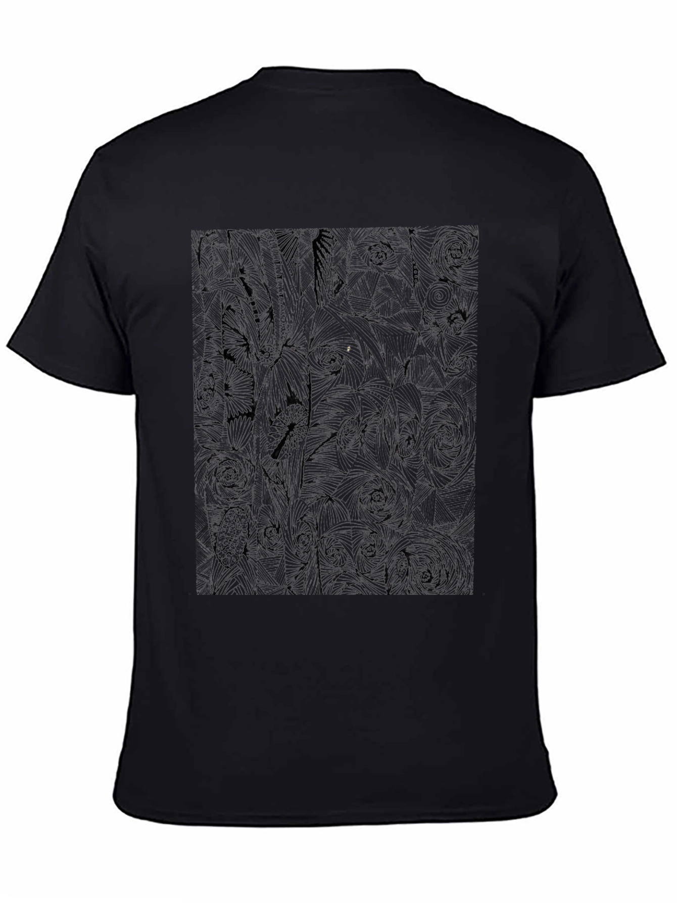 Black Graphic Tee: Modern Floral Silhouette