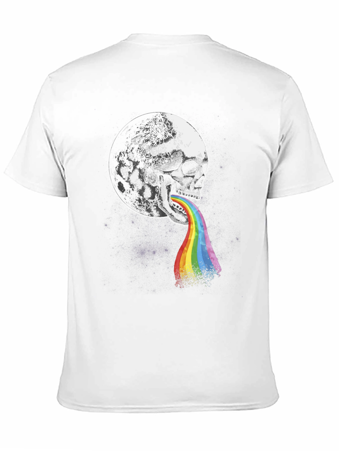 Skull Moon Rainbow Vomit Graphic Tee