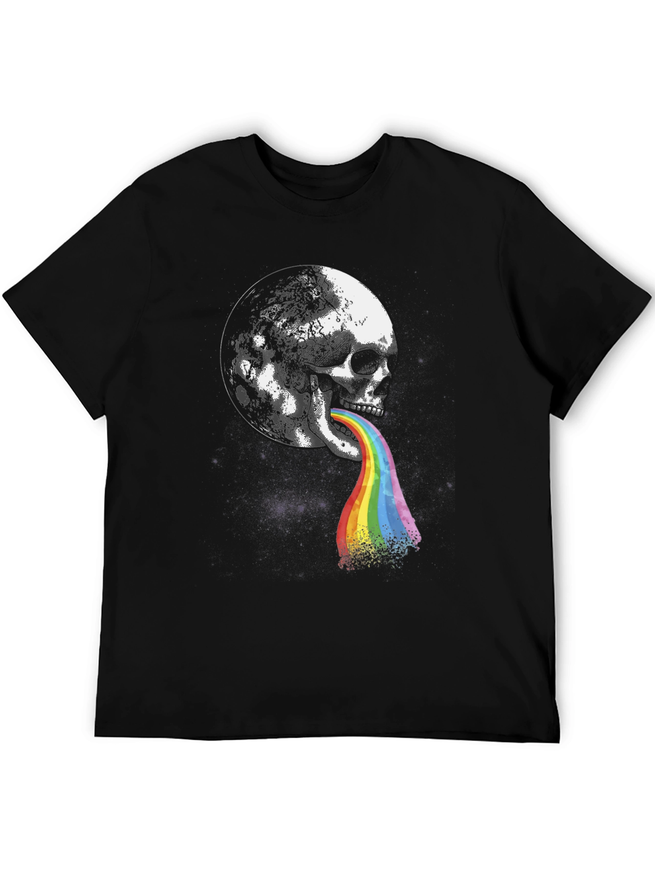 Skull Moon Rainbow Vomit Graphic Tee