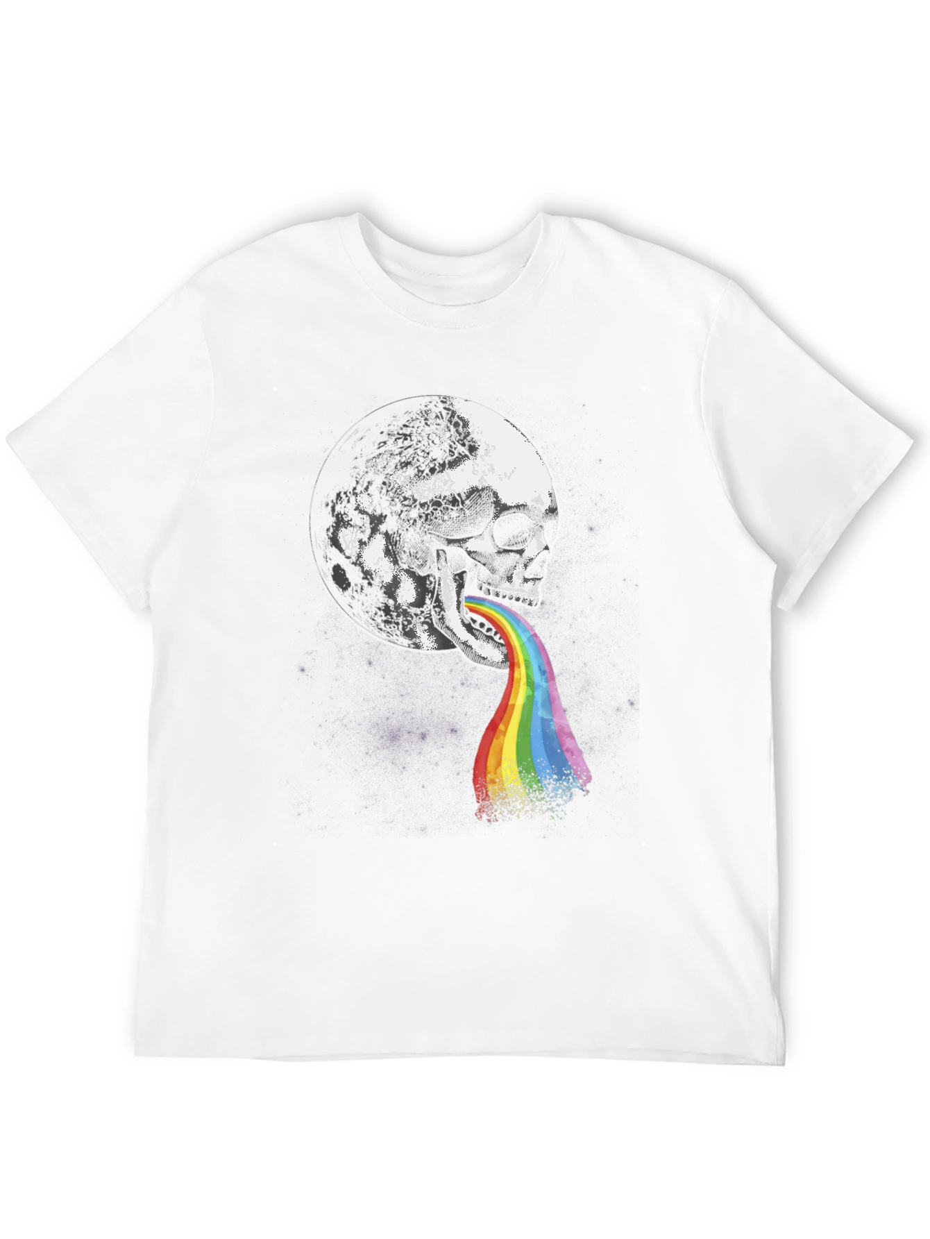 Skull Moon Rainbow Vomit Graphic Tee