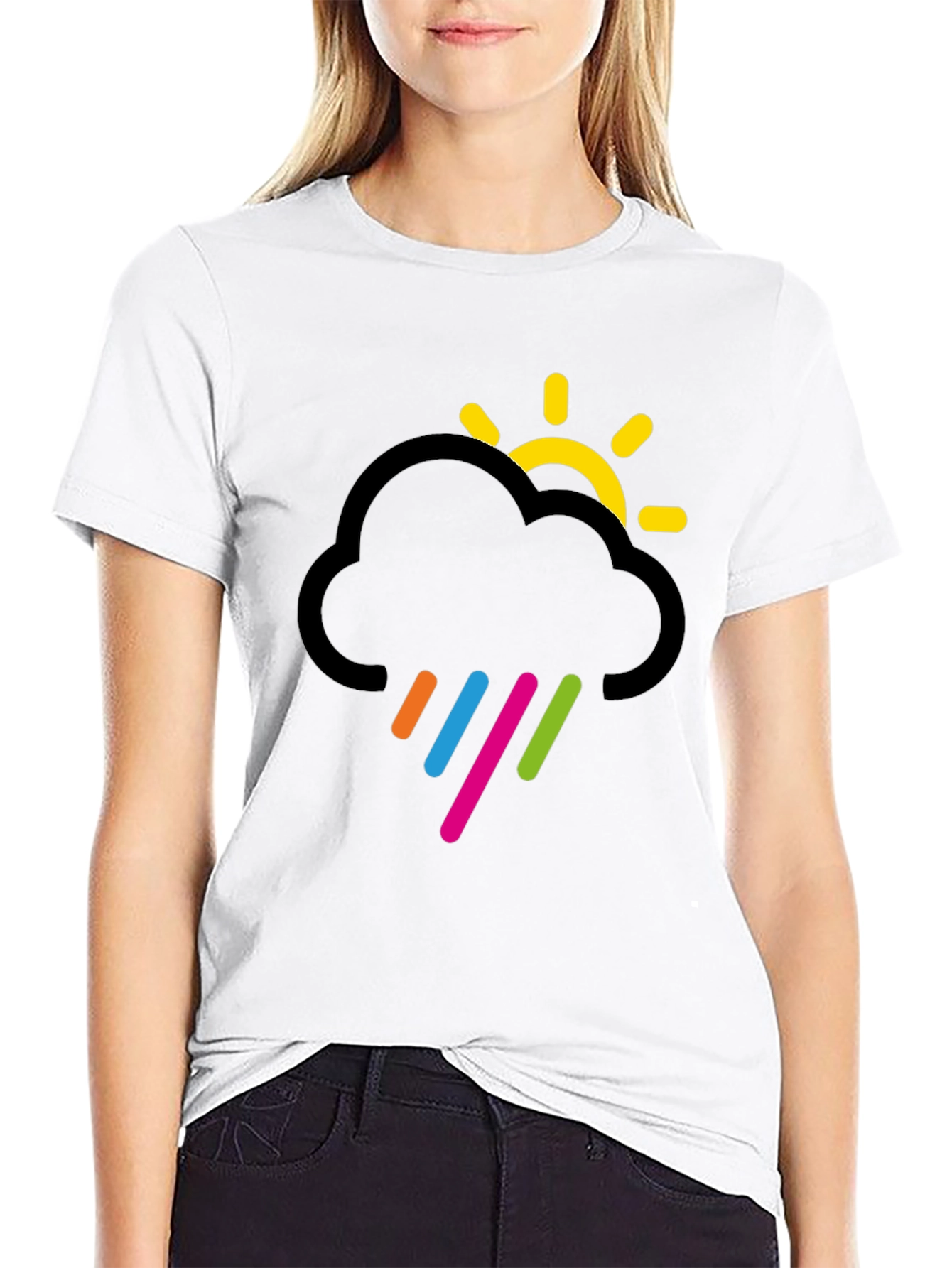 Cloud & Sun Graphic Black T-Shirt