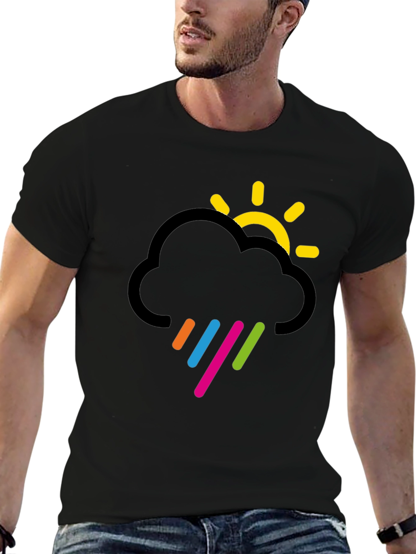 Cloud & Sun Graphic Black T-Shirt