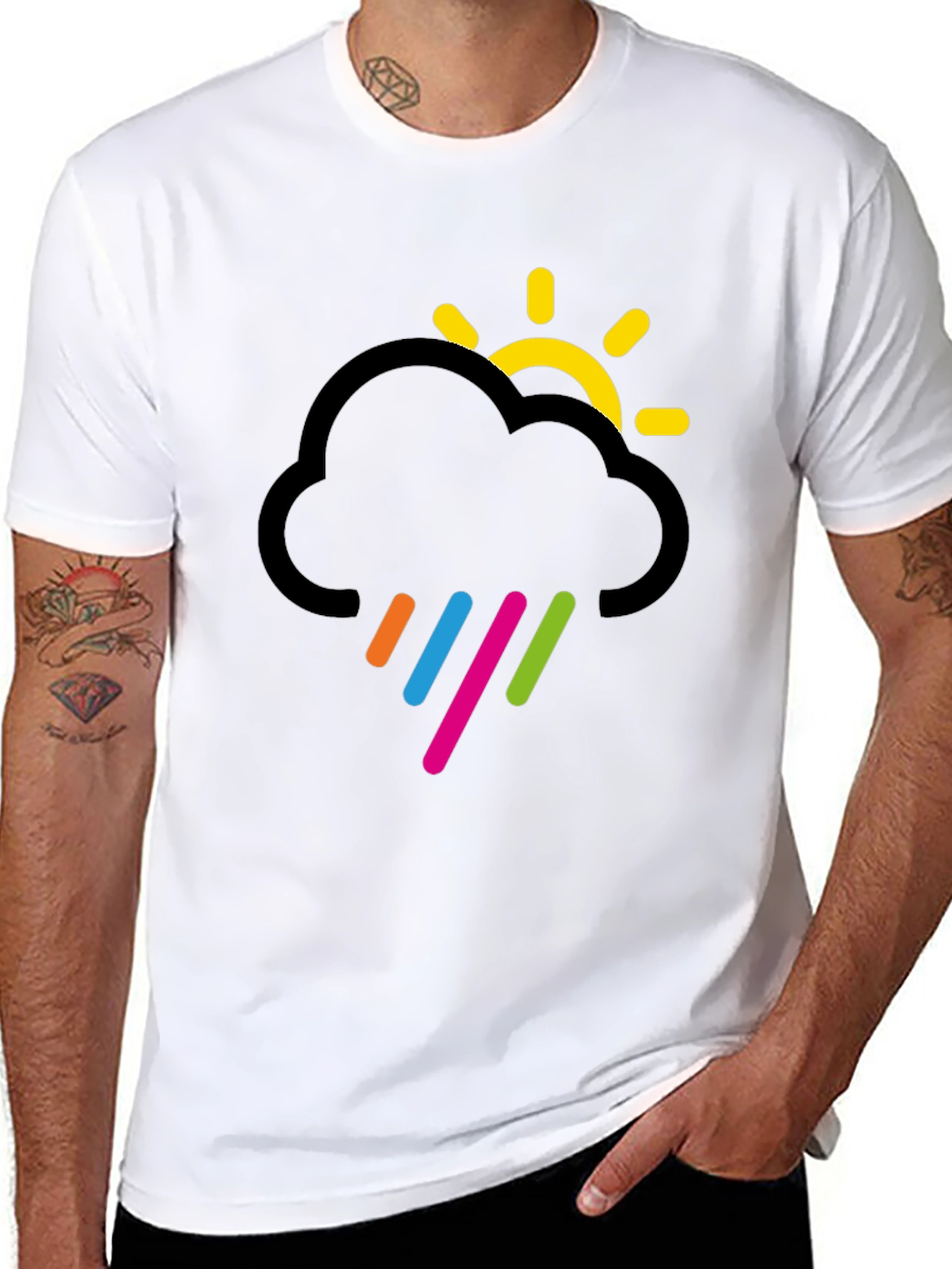 Cloud & Sun Graphic Black T-Shirt