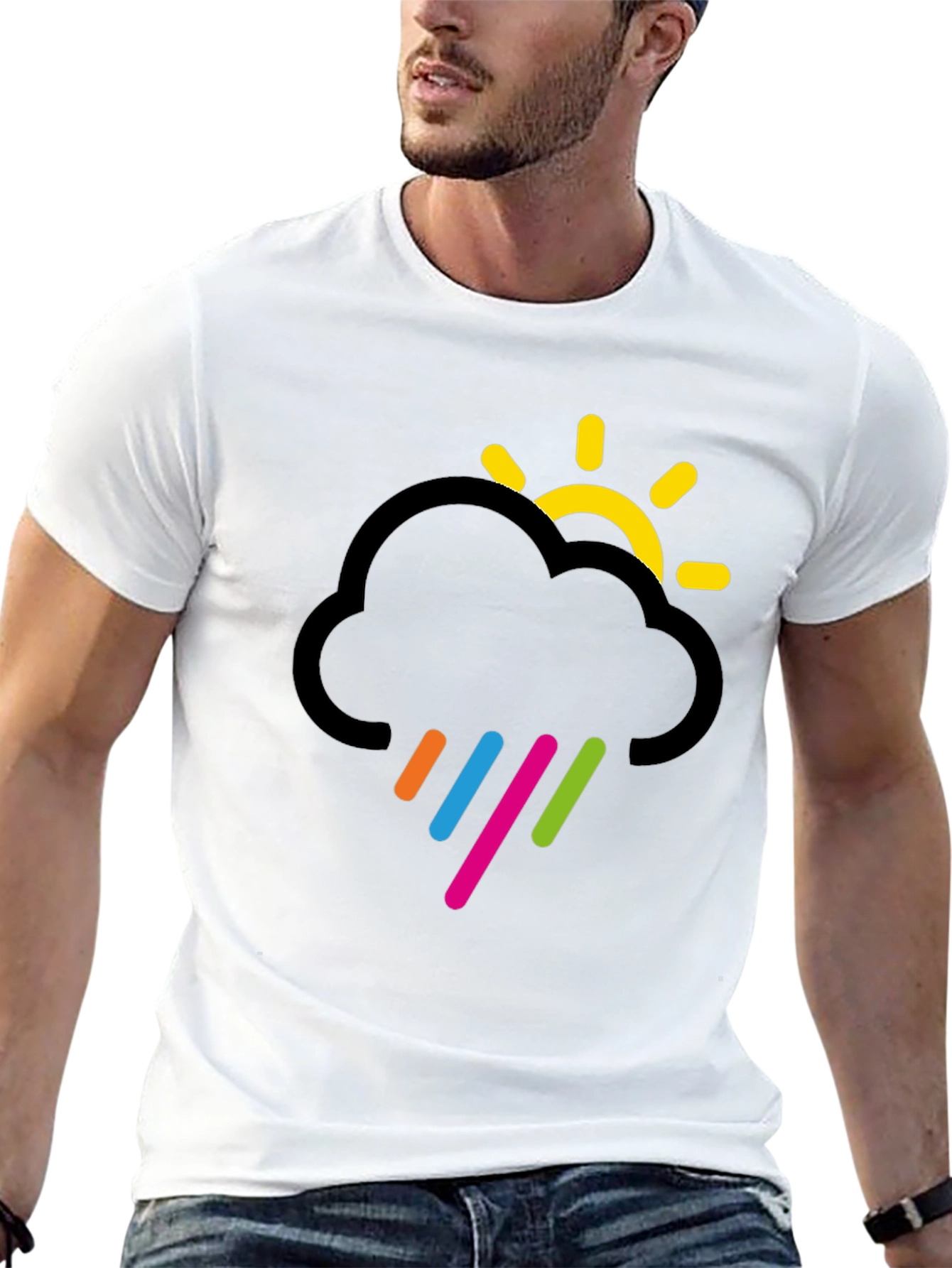 Cloud & Sun Graphic Black T-Shirt