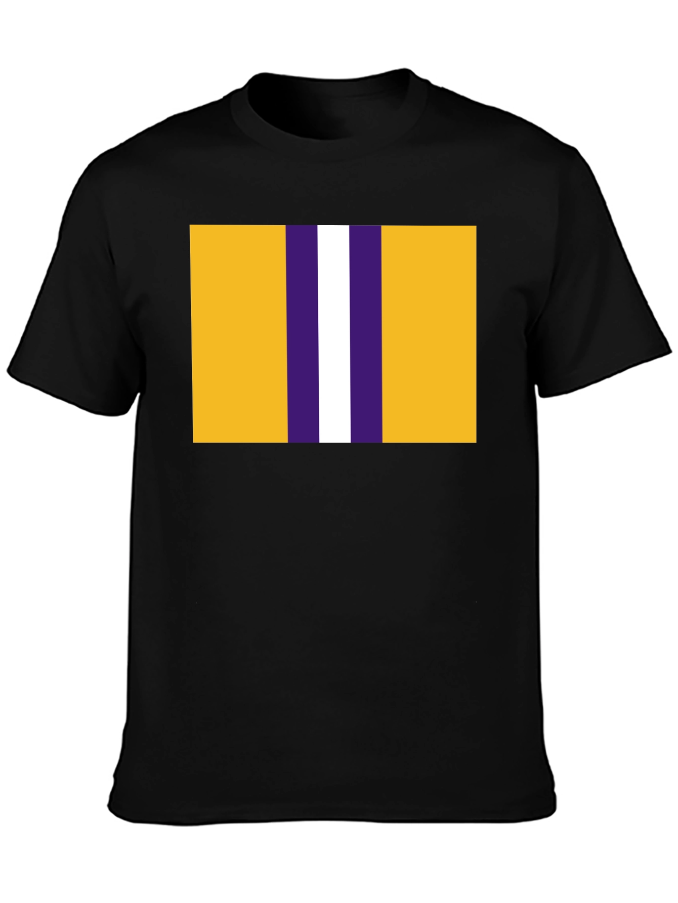 Striped Graphic T-Shirt - Gold Purple and White Design