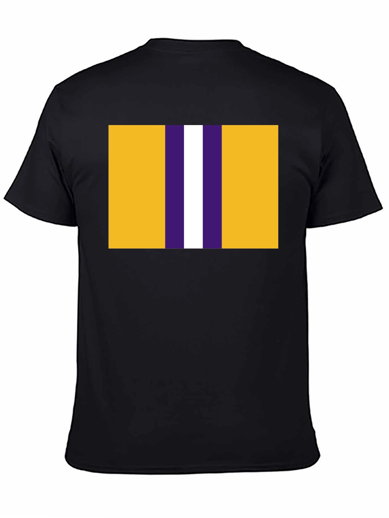 Striped Graphic T-Shirt - Gold Purple and White Design