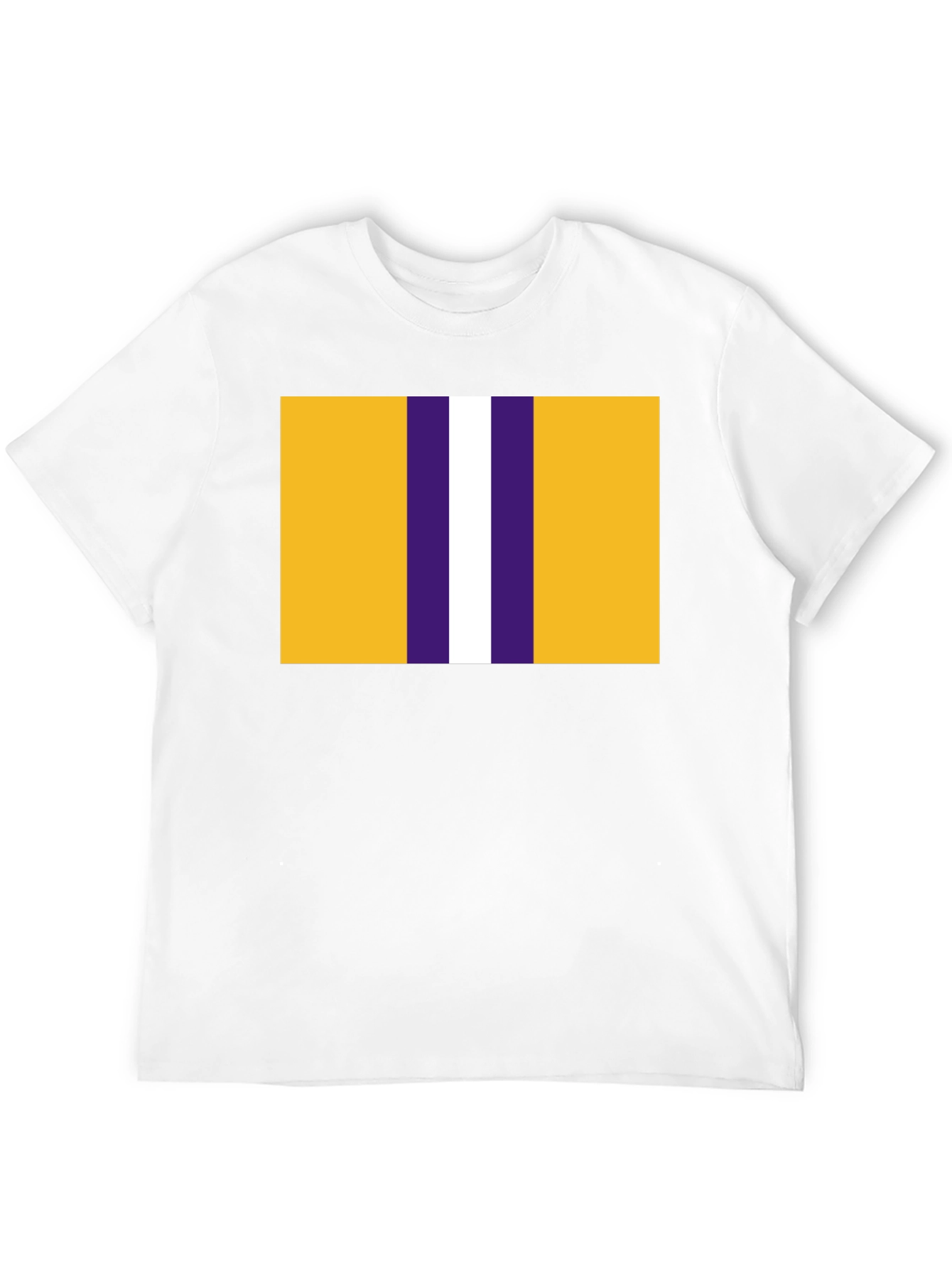 Striped Graphic T-Shirt - Gold Purple and White Design