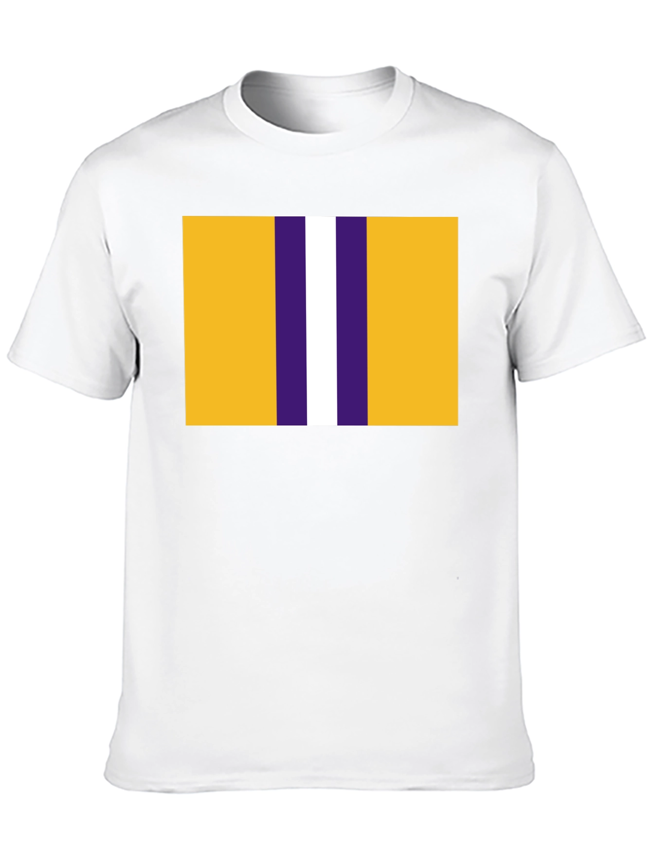 Striped Graphic T-Shirt - Gold Purple and White Design
