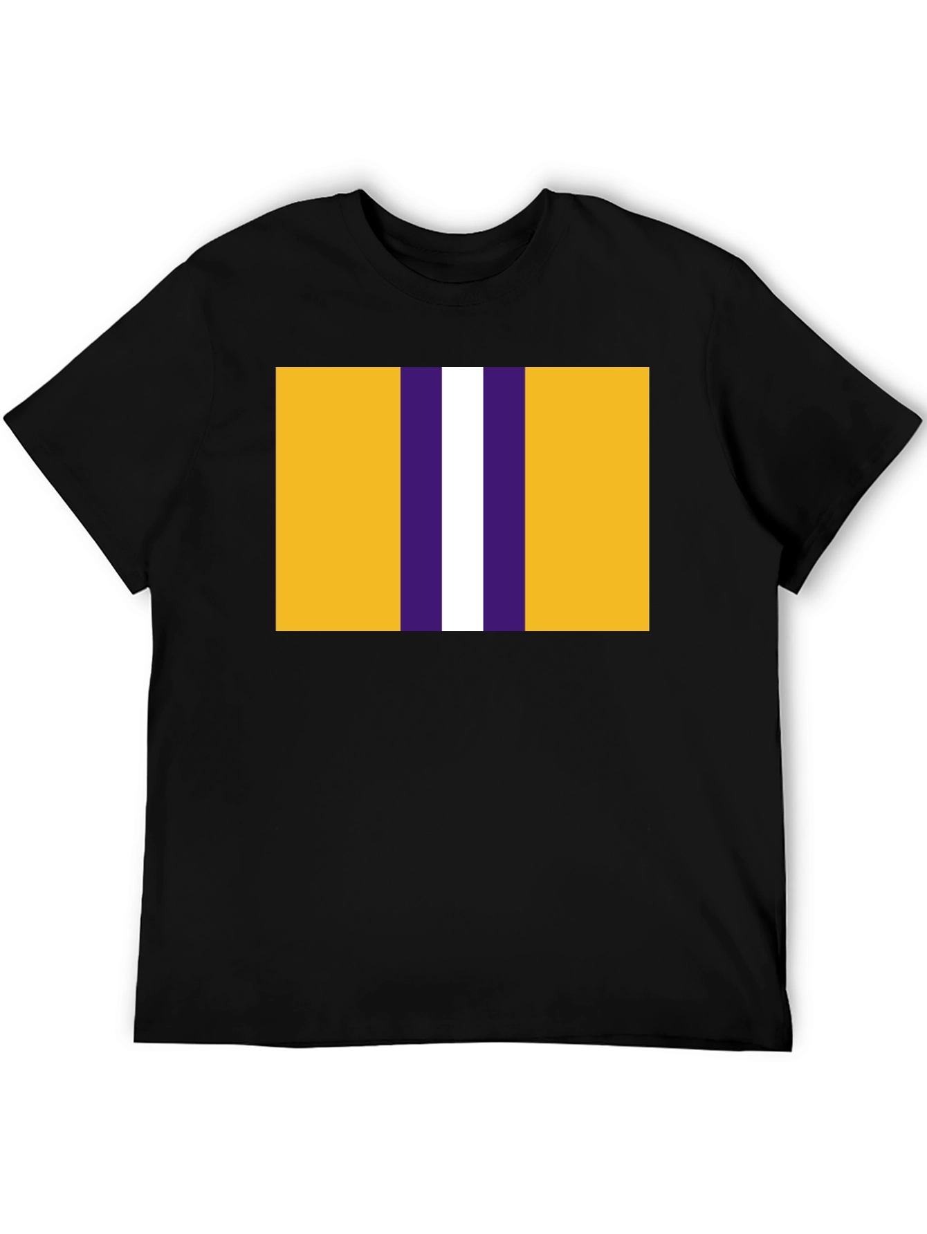 Striped Graphic T-Shirt - Gold Purple and White Design