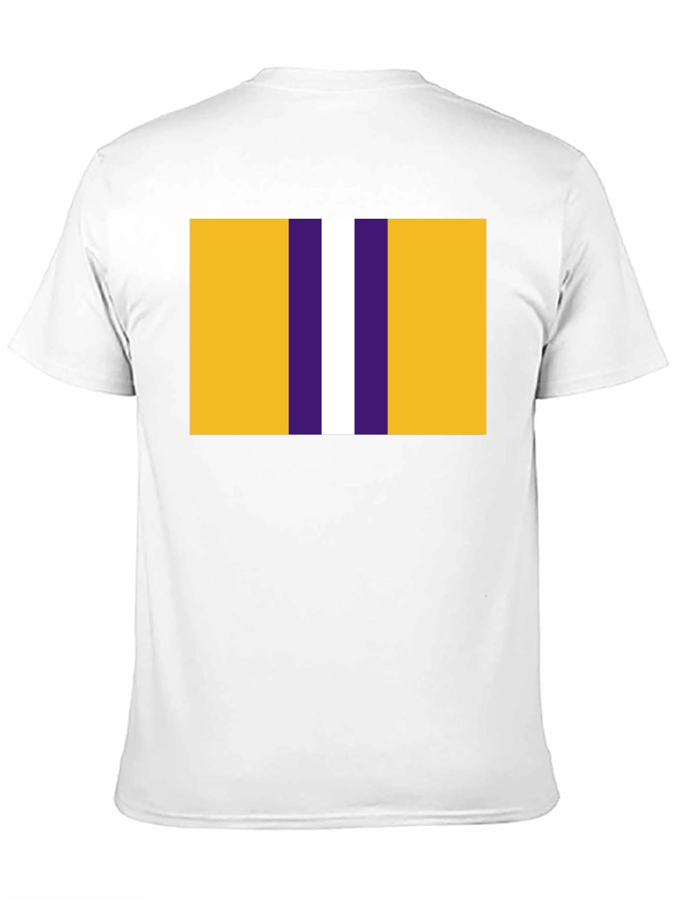 Striped Graphic T-Shirt - Gold Purple and White Design