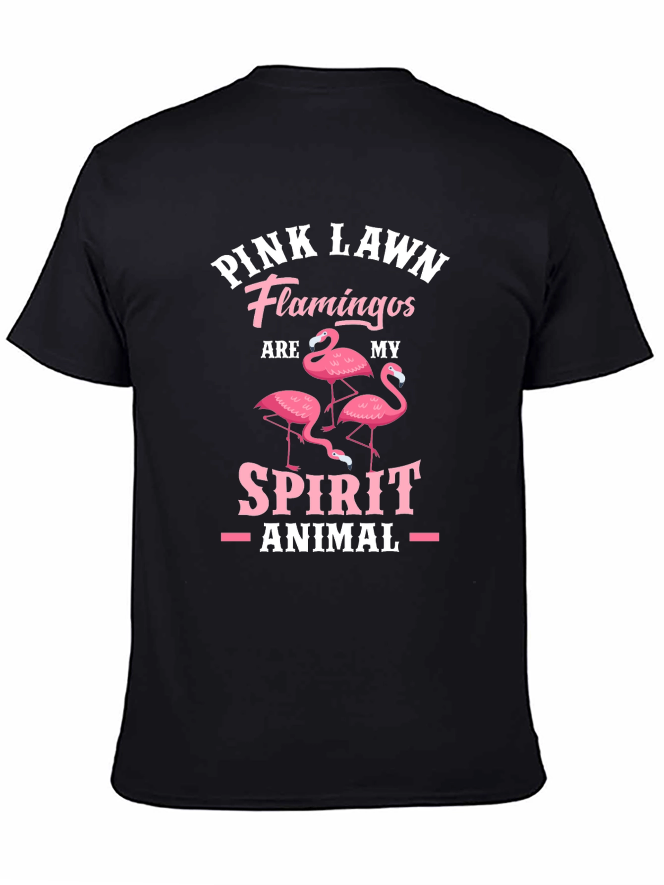 Pink Lawn Flamingos Spirit Animal Black T-Shirt